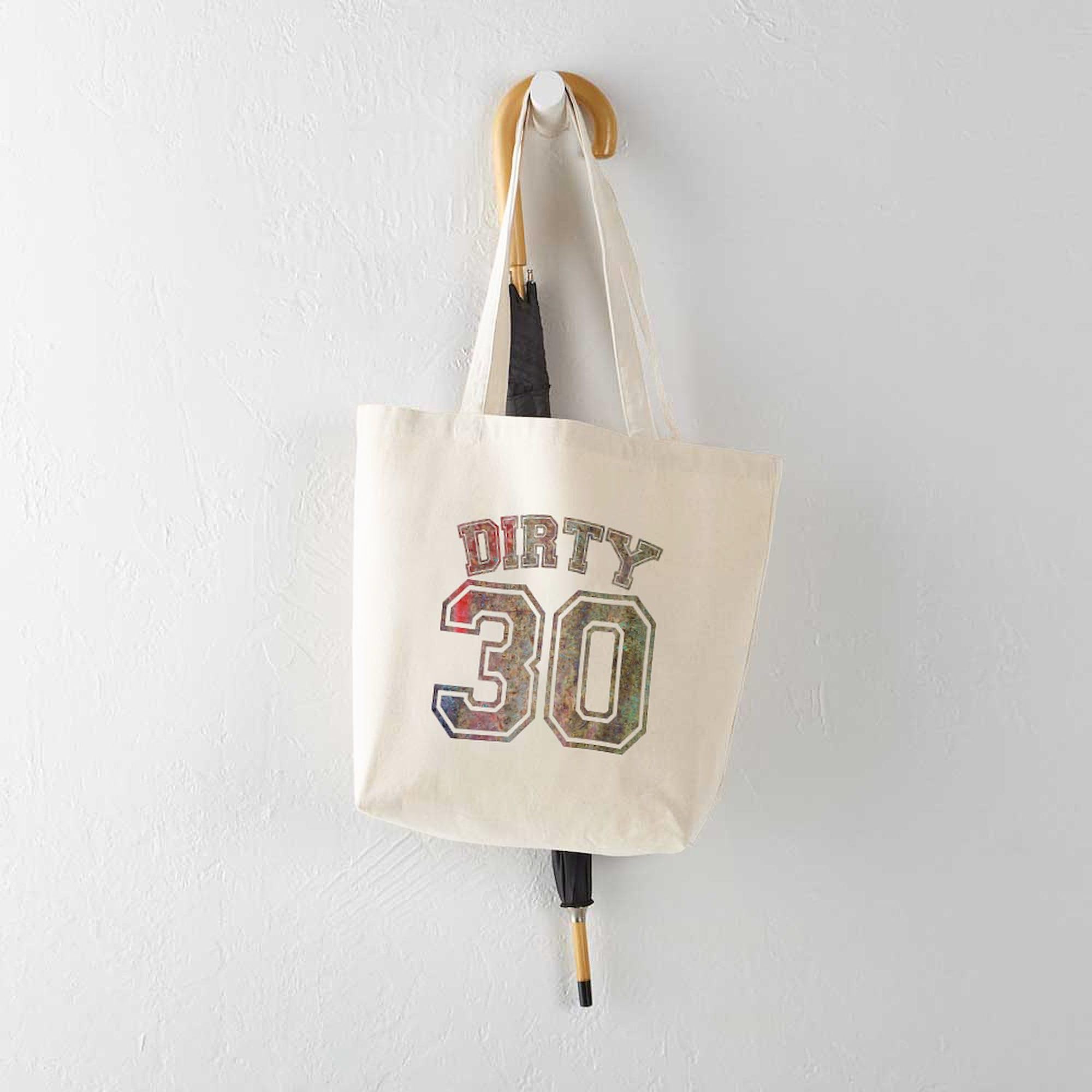 Dirty 30 Grunge Style Canvas Tote Bag - Natural Reusable Shopping Bag for Groceries, Beach & Daily Use | Eco-Friendly & Durable