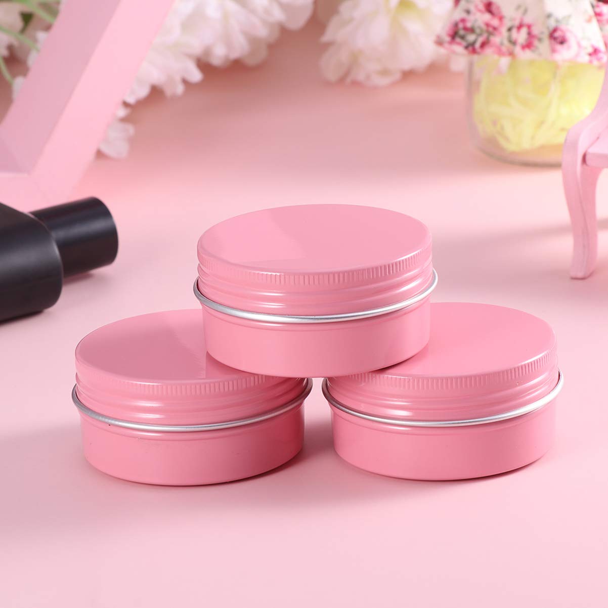 Exceart 12-Piece Cosmetic Sample Jars Set - Travel-Friendly Round Tins with Lids for Creams, Balms & Diffuser Oils | Mini Pink Empty Containers for DIY, Skincare & Cookie Storage | Perfect for Home, Salon & On-the-Go Use