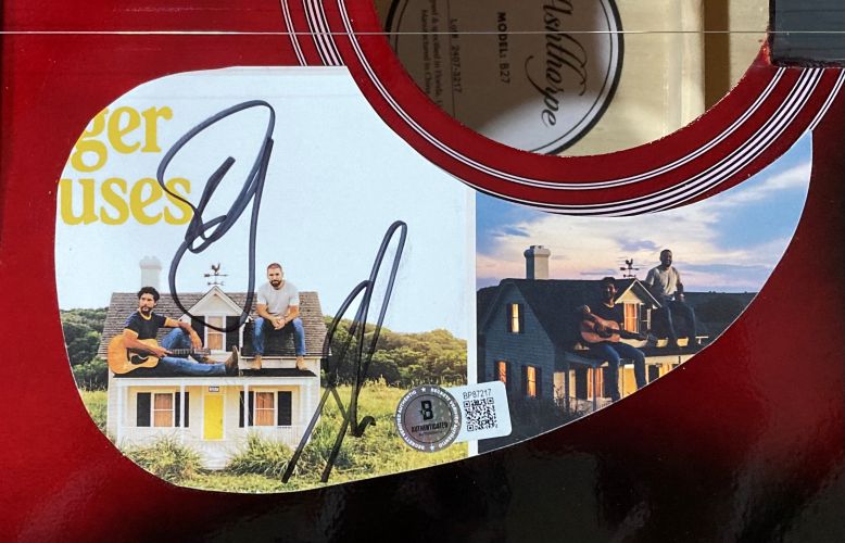 Dan & Shay Signed 41 Bigger Houses Red Acoustic Guitar - Authentic Collectible Memorabilia for Music Fans & Country Music Lovers - Perfect for Home Decor, Gift Giving & Concert Display