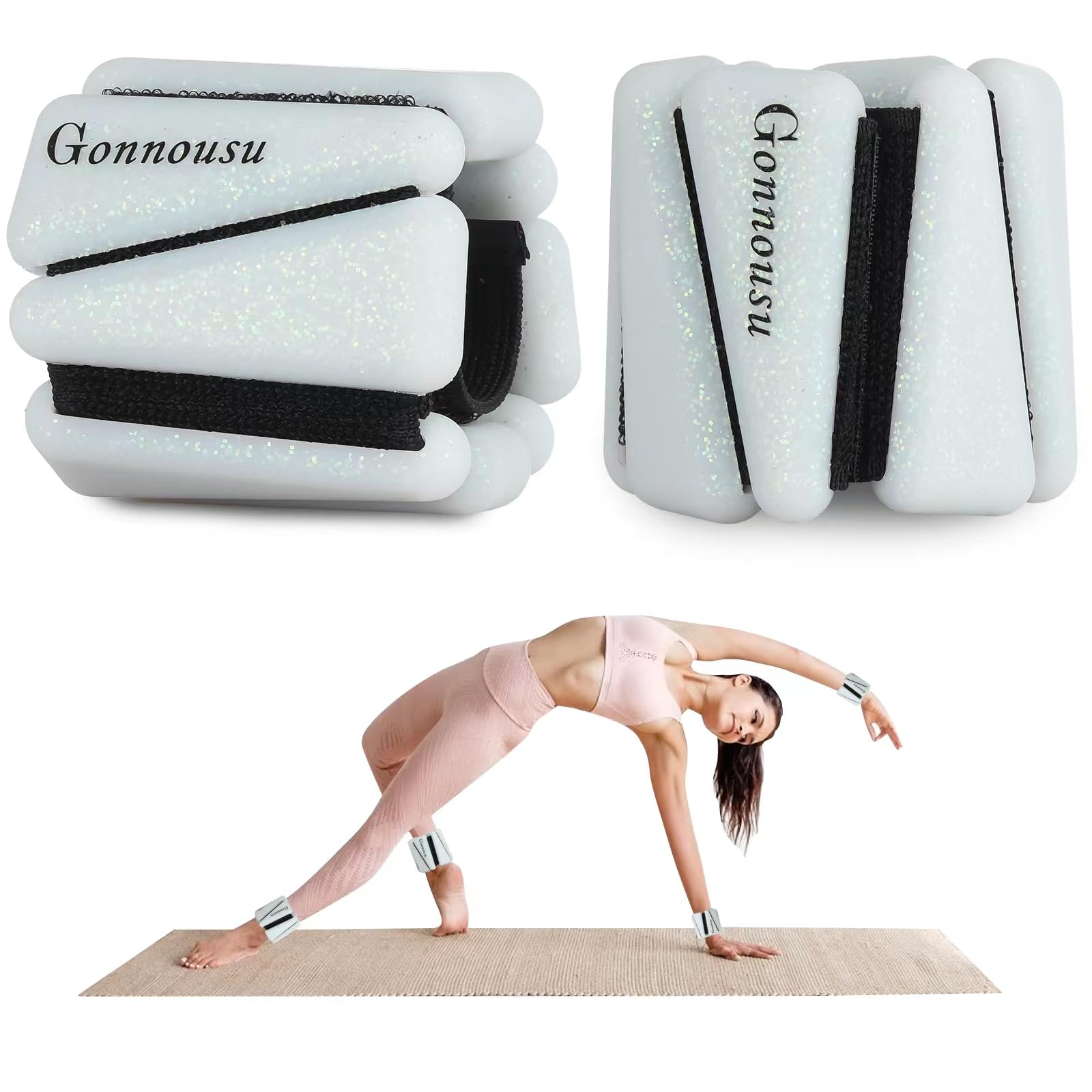 Adjustable Wrist & Ankle Weights Set of 2 (1lb Each) - Lightweight Wearable Fitness Weights for Women & Men - Ideal for Yoga, Pilates, Running, Walking & Home Workouts