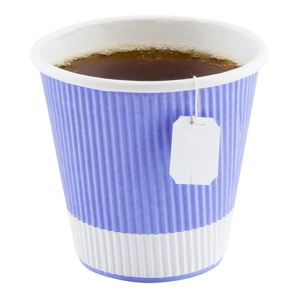 8 oz Light Purple Paper Coffee Cups with Ripple Wall - 3.5