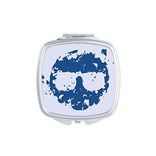 DIYthinker Blue Glasses Design Round Illustration Pattern Mirror - Portable Compact Pocket Makeup Mirror with Double Sided Glass for Travel, Home Vanity & Handbag Essentials