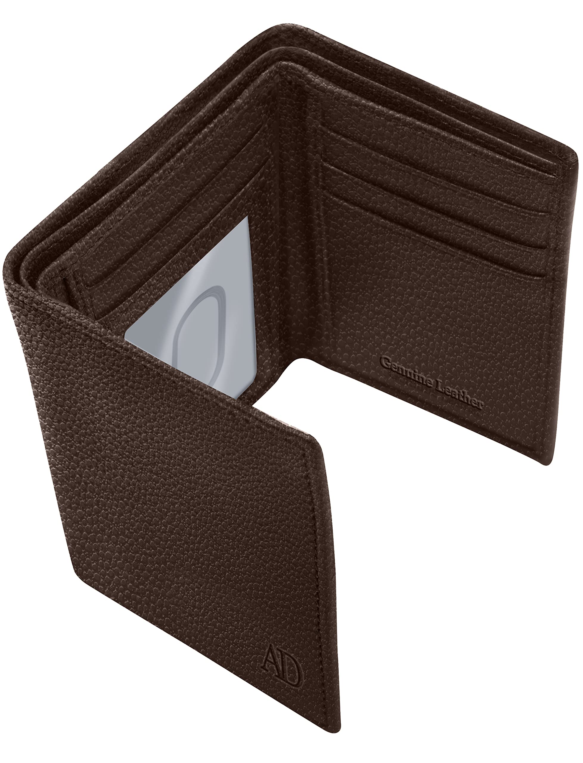 Men's Slim RFID Blocking Trifold Wallet - Genuine Leather Front Pocket Wallet with ID Window - Secure Personal Data Protection - Perfect Gift for Dad, Husband & Boyfriend (Office, Travel & Everyday Use)