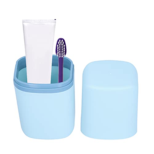 Portable Plastic Toothbrush Holder Box - Durable Travel Toothbrush Case for School, Camping, Bathroom & Business Trips (Blue) | Compact Storage Solution for Oral Care Essentials On-The-Go