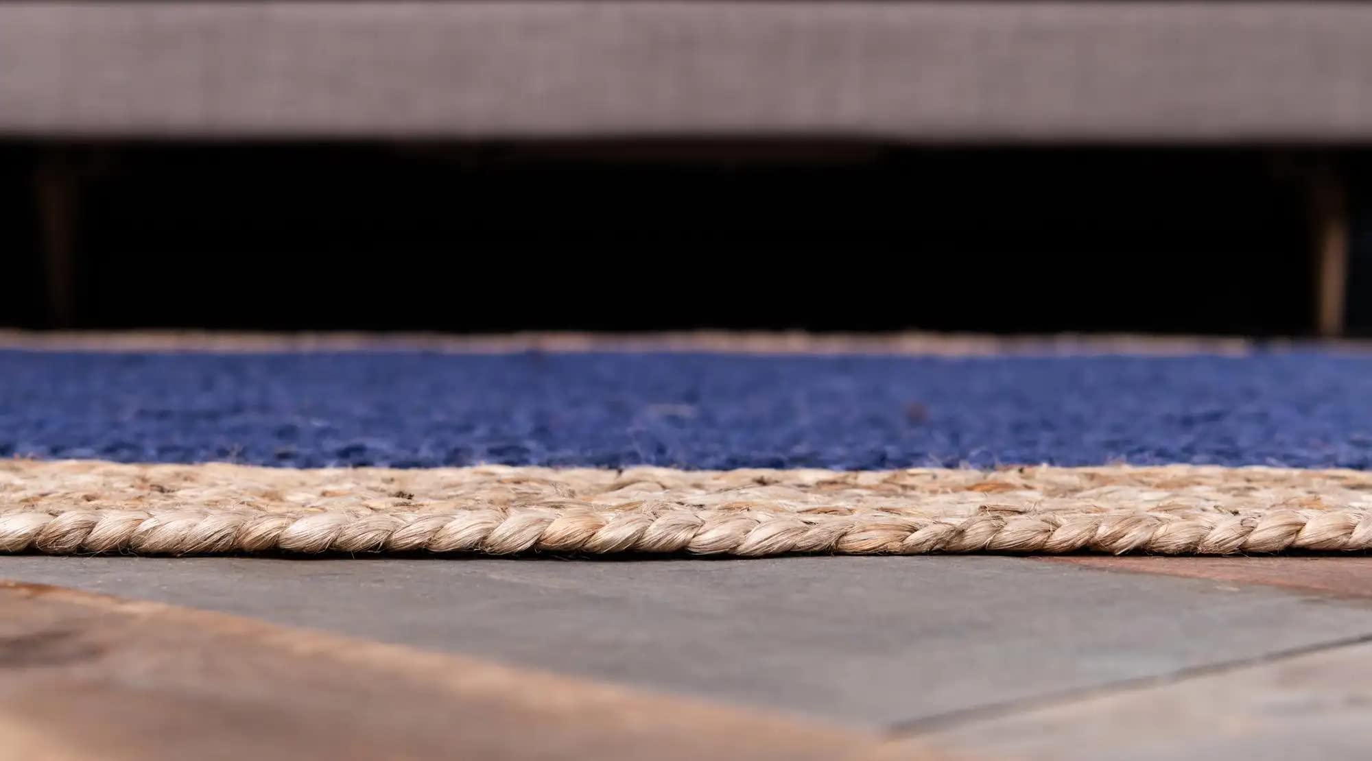 Hand Braided Rectangle Blue Dye Area Rug - 2.5x15 Feet - Non-Slip Living Room Runner, Bedroom Carpet, Kitchen Floor Mat - Perfect for Home Decor, Hallway & Entryway