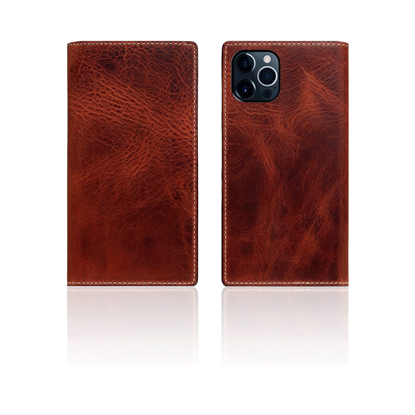Premium Italian Wax Leather Wallet Case for iPhone 12/12 Pro | Handcrafted SLG D7 Diary Style with Card Slots & Cash Pocket | Luxury Gift Box Included (Brown) | Perfect for Everyday Use, Travel & Business Meetings