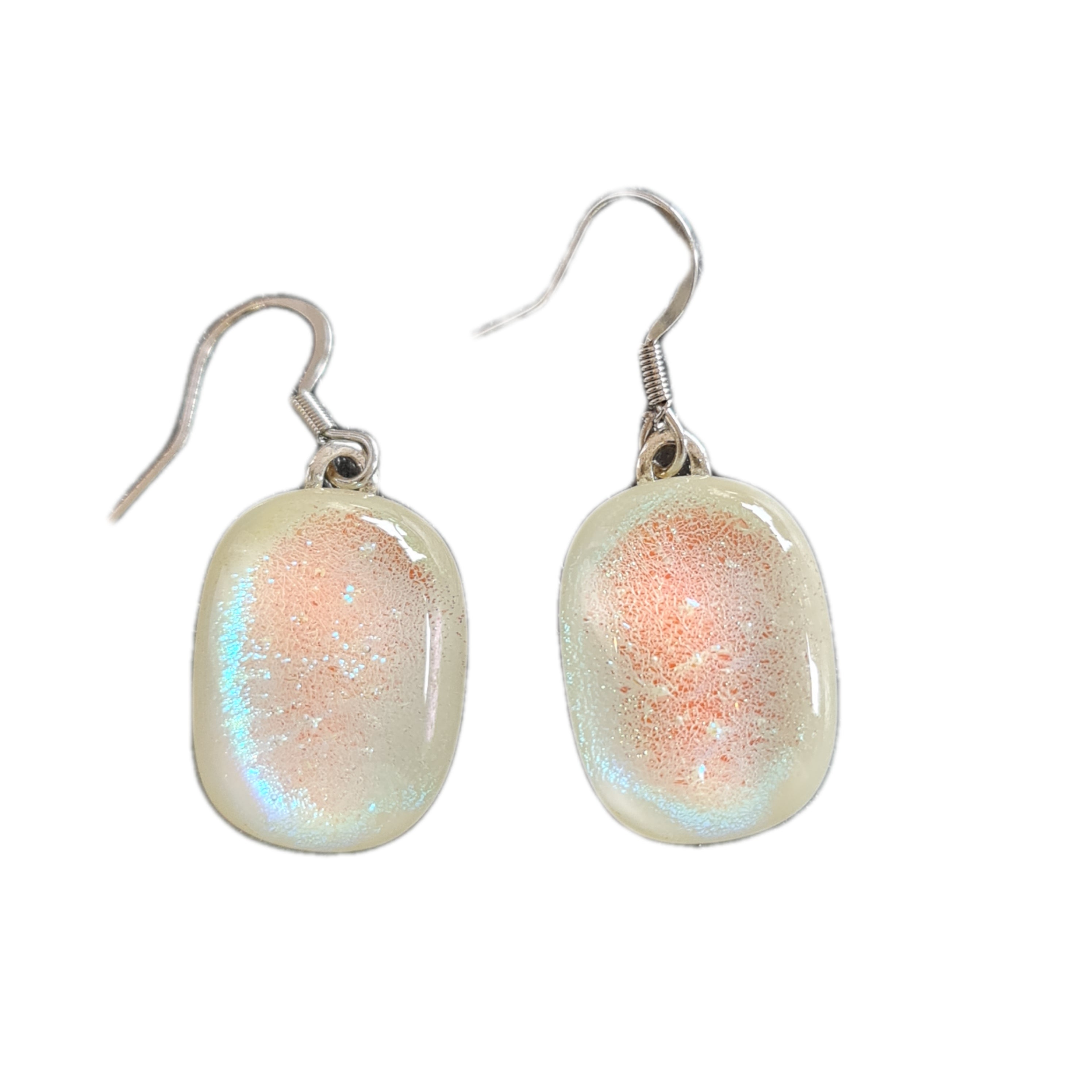 Handmade Artisan Glass Drop Earrings - Elegant White Shimmer Dangle Earrings for Women | Perfect for Weddings, Parties & Special Occasions