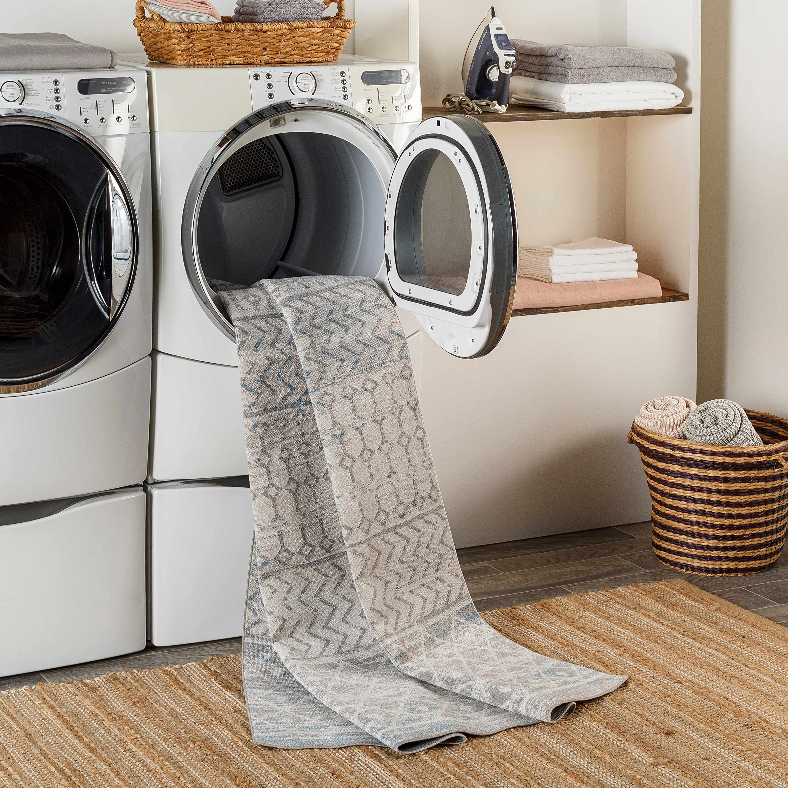 Hauteloom Tambac Machine Washable Area Rug - Blue & Gray - 6'7