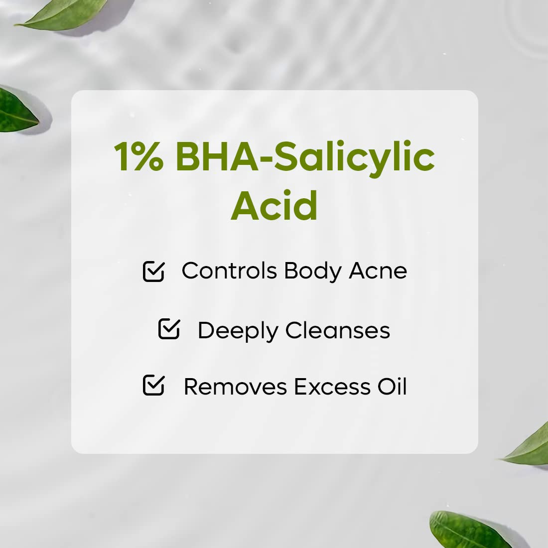 mCaffeine 1% Salicylic Acid BHA Body Wash for Acne & Dark Spots - Exfoliating Shower Gel for Body & Back Acne Treatment - Daily Use for Men & Women (200ml) - Perfect for Sensitive Skin & Post-Workout Cleansing