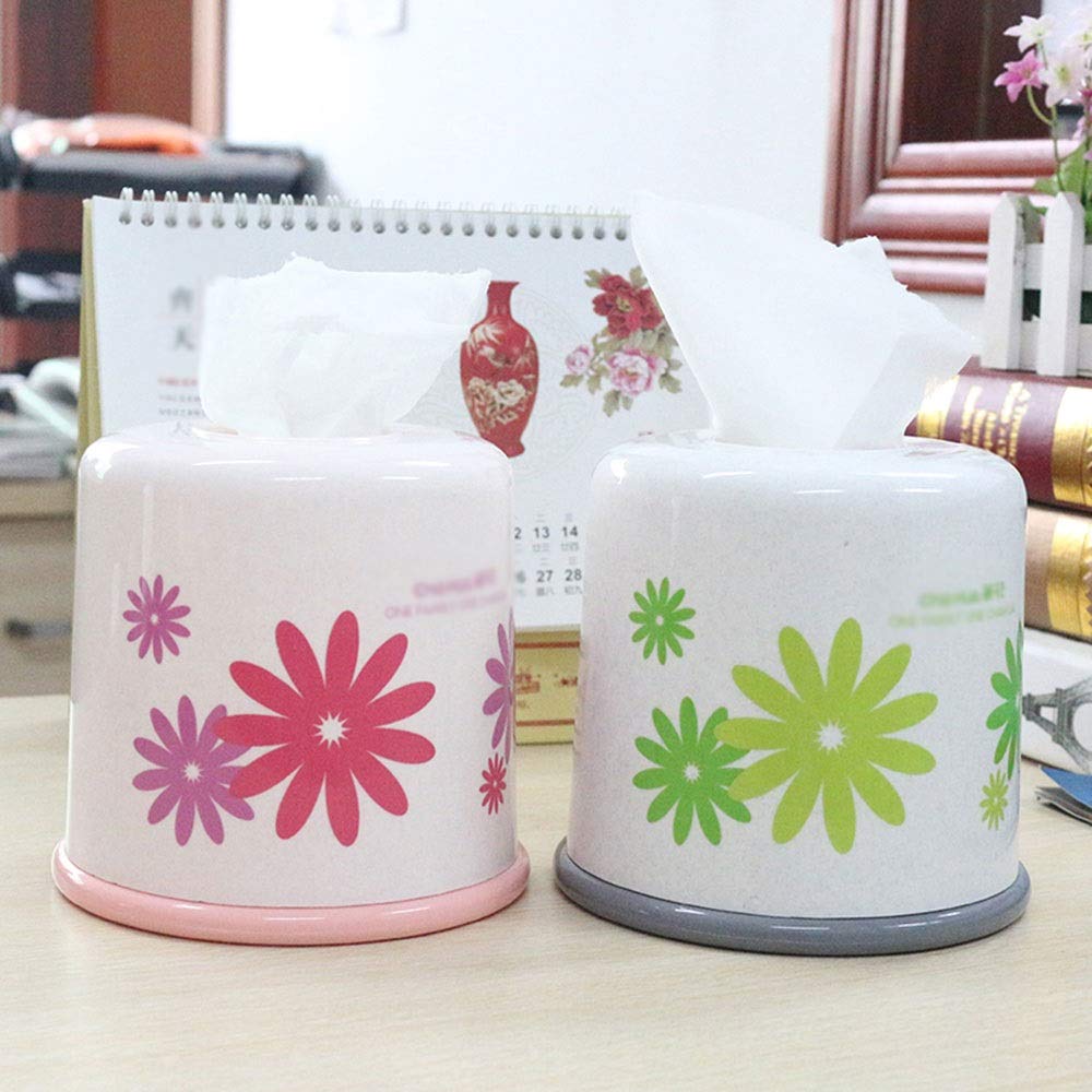 Pink Round Plastic Tissue Box Cover Holder for Bathroom Vanity & Living Room - Simple Lovely Design for Paper Towel & Roll Storage - Perfect for Countertops, Home Decor, and Household Organization