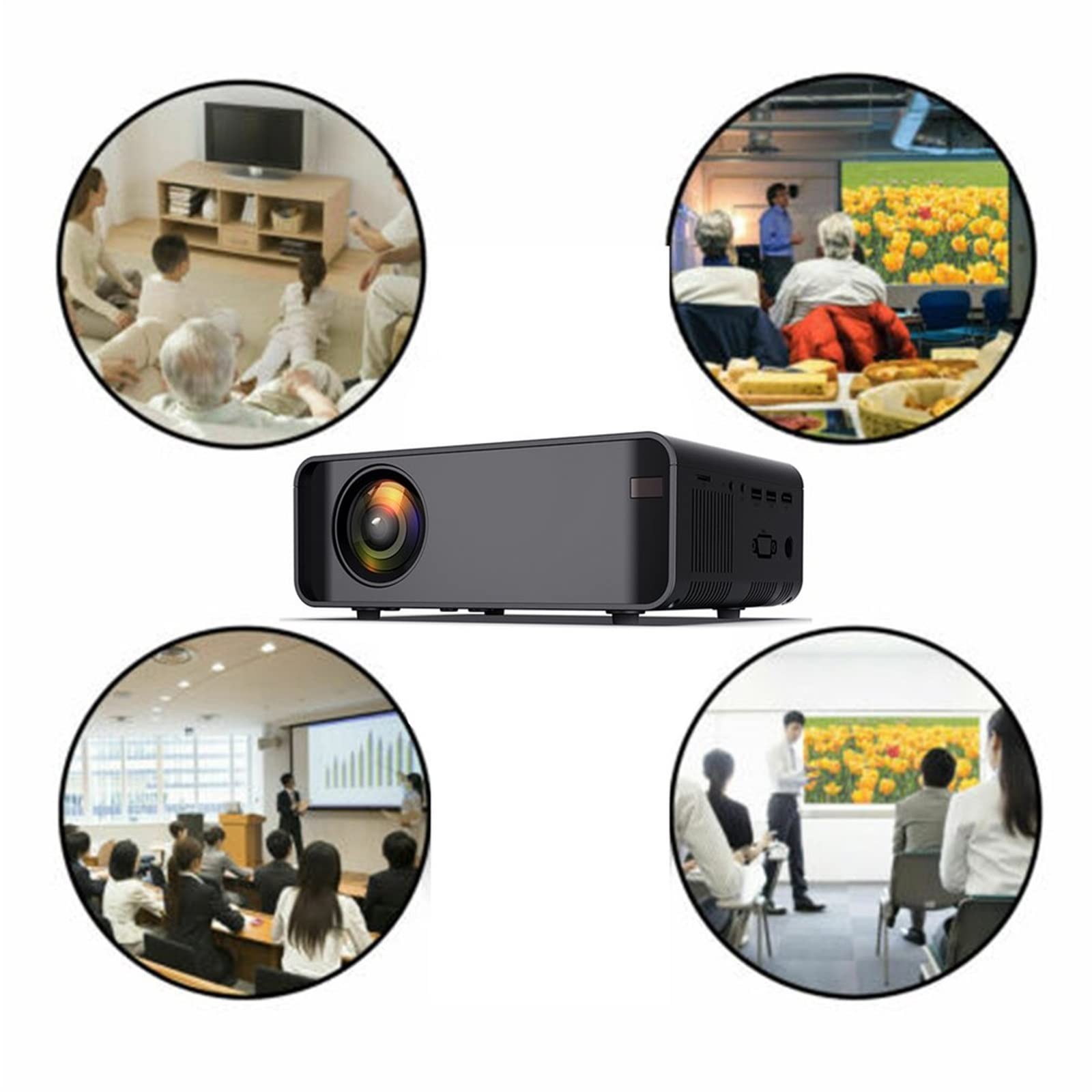 SVIOR 1080P HD Portable Projector - Wireless WiFi Bluetooth Home Theater Video Projector for iPhone Android Smartphone - US Plug (Perfect for Movie Nights, Gaming & Outdoor Camping)