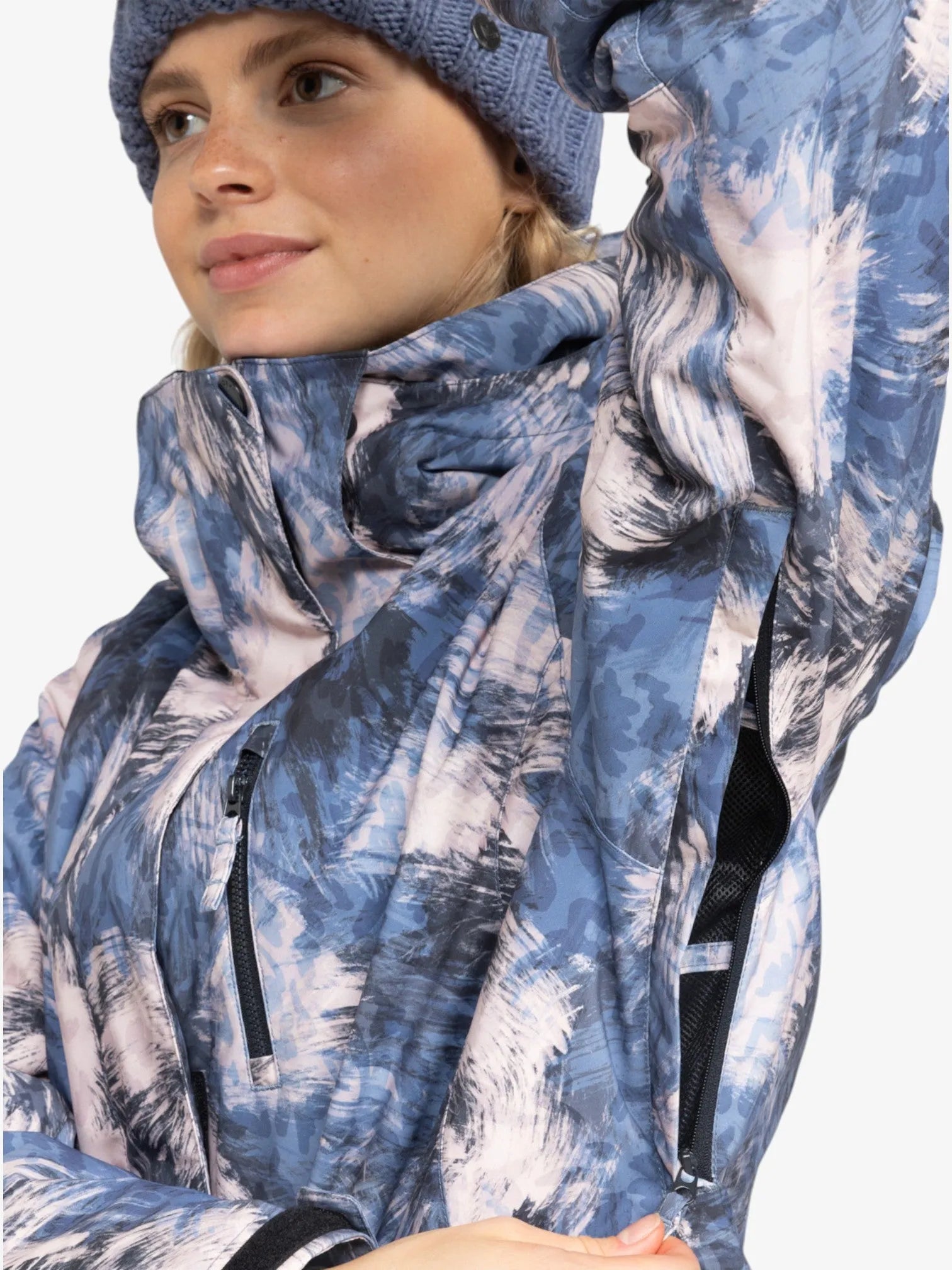 Roxy Jetty Solid NP Blue Print Snow Jacket - Waterproof Winter Coat for Women - Perfect for Skiing, Snowboarding & Cold Weather Adventures