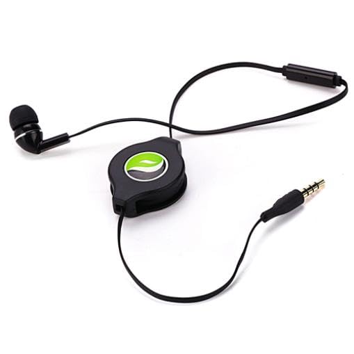 Retractable Mono Earphone Headset with Mic - 3.5mm Jack Compatible with Motorola Moto G Power 5G (2020-2024) - Hands-Free Earbud for Driving, Gaming & Work Calls