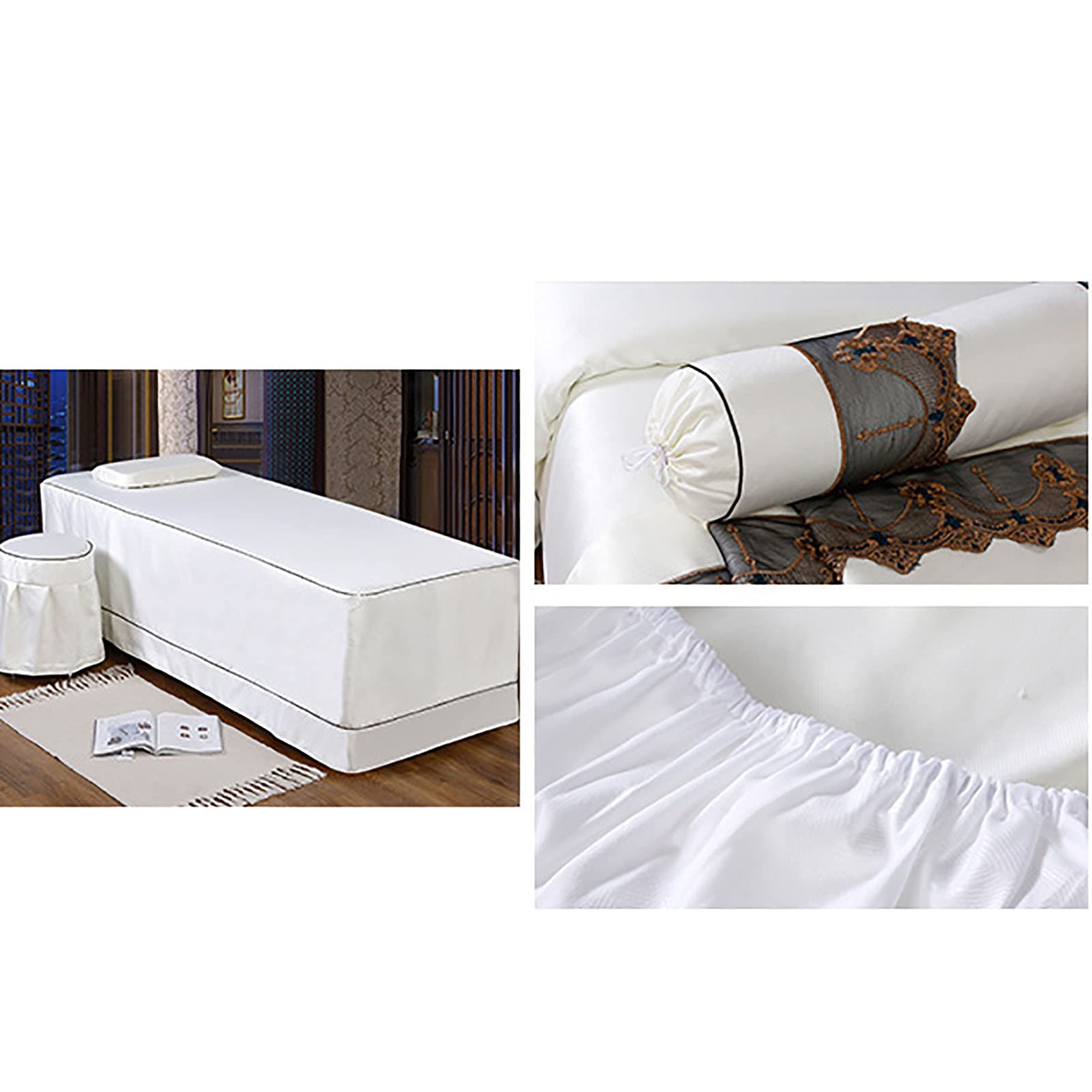 Premium 4-Piece Microfiber Beauty Bedspread Set - Ultra Soft Massage Table Sheets, Breathable Salon Bed Cover for SPA & Facial Treatments - White 190x80cm (75x31 inches) - Perfect for Professional Massage Therapists, Estheticians & Home Spa Relaxation