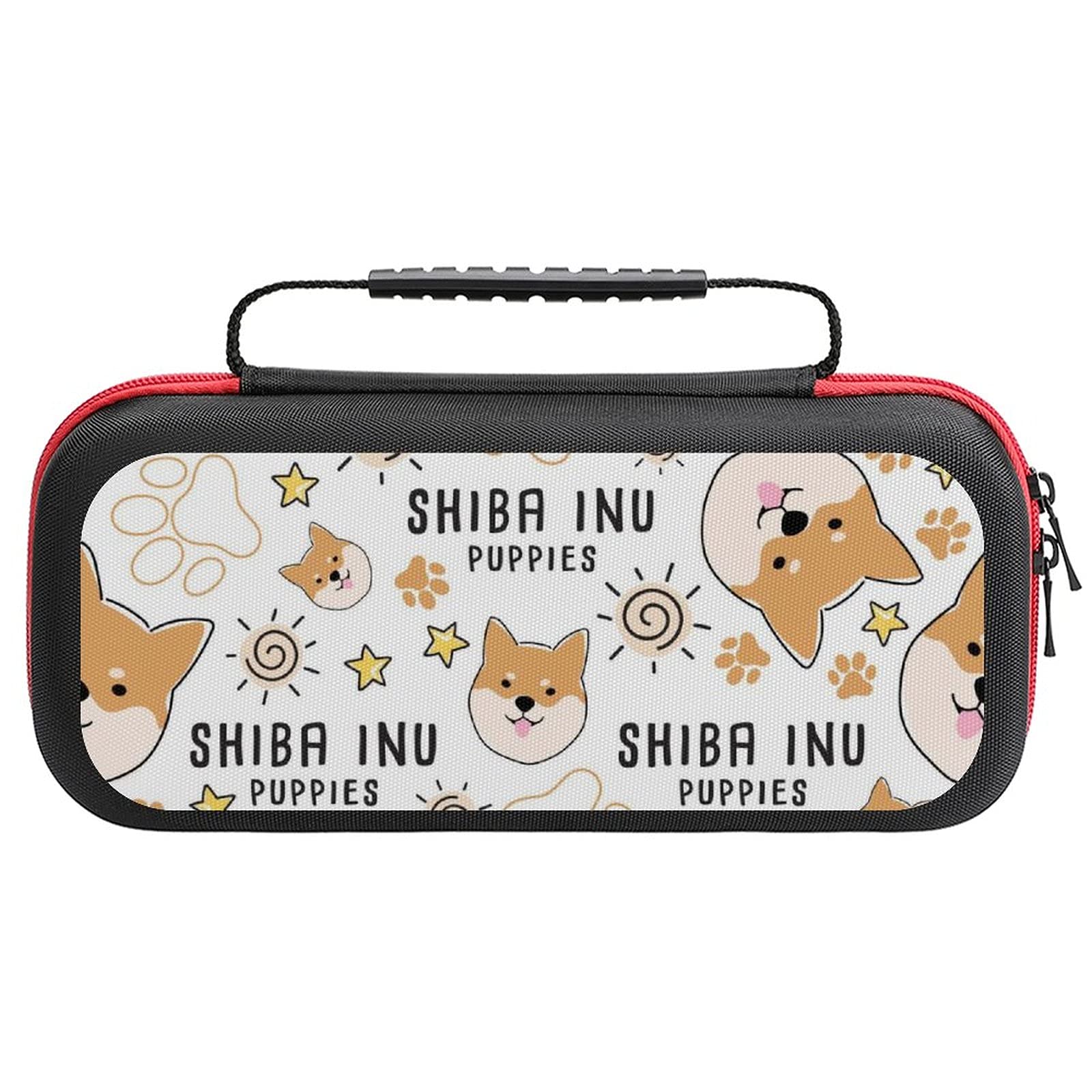 Shiba Inu Dog Themed Carrying Case for Nintendo Switch Lite - Portable Travel Storage Bag with Accessories Pouch | Perfect for Gaming On-The-Go & Commuting
