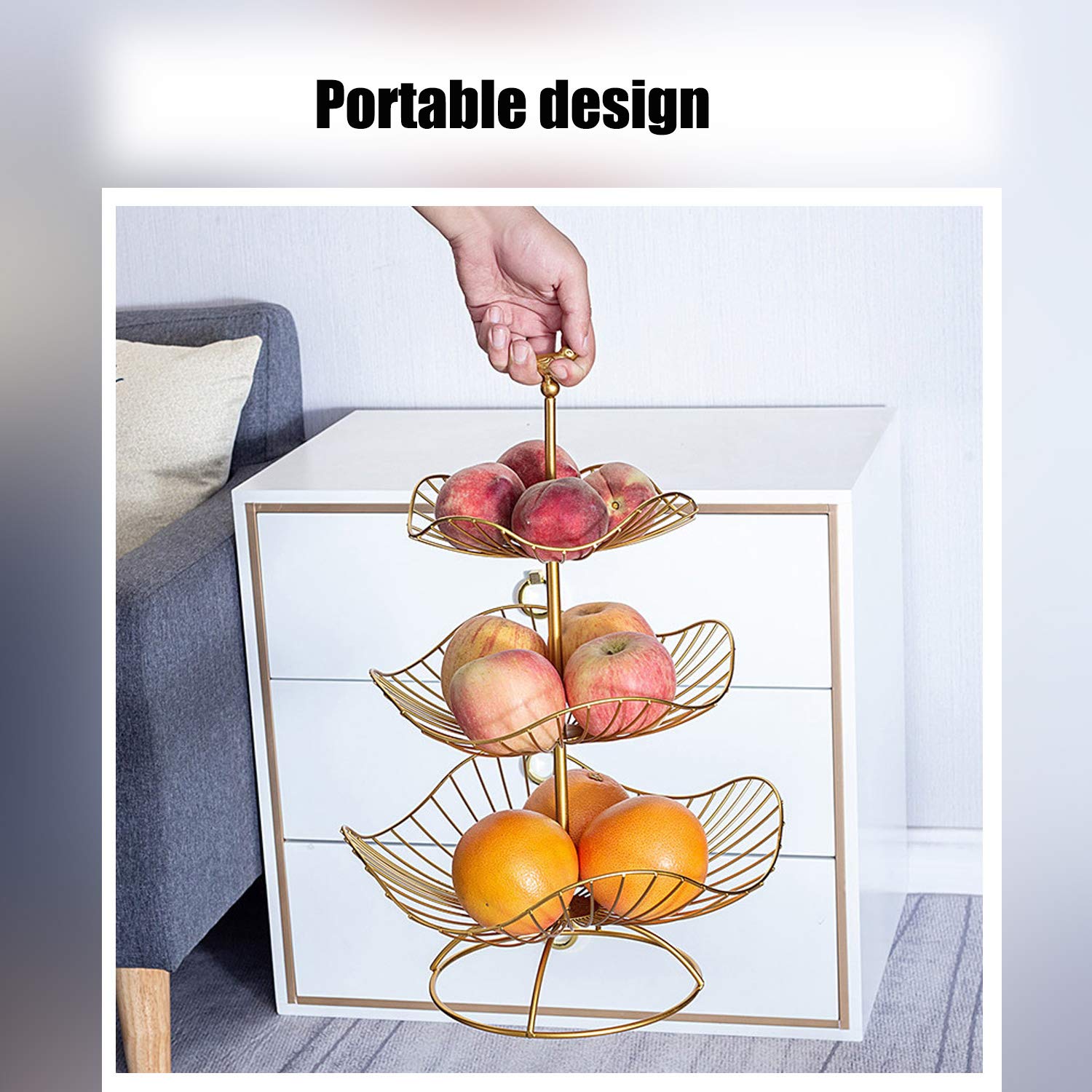 3-Tier Metal Fruit Basket - Elegant Kitchen & Dining Serving Tray for Fruits, Vegetables, Desserts | Perfect for Parties, Weddings, Holiday Decor & Countertop Display