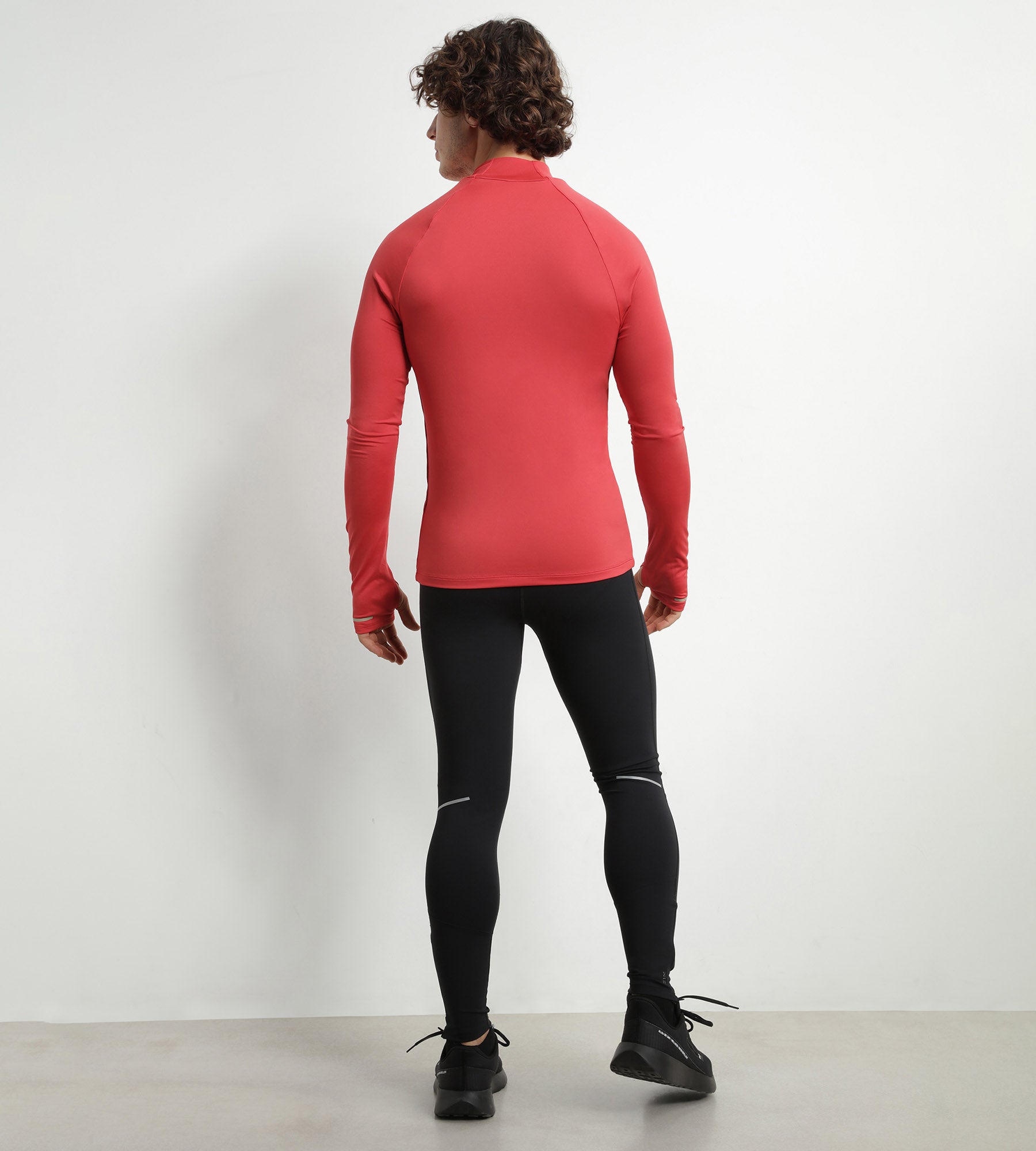 Men's High Neck Sports Top - Breathable Microfiber Red Workout Shirt for Running, Gym & Active Lifestyle | DIM MOVE