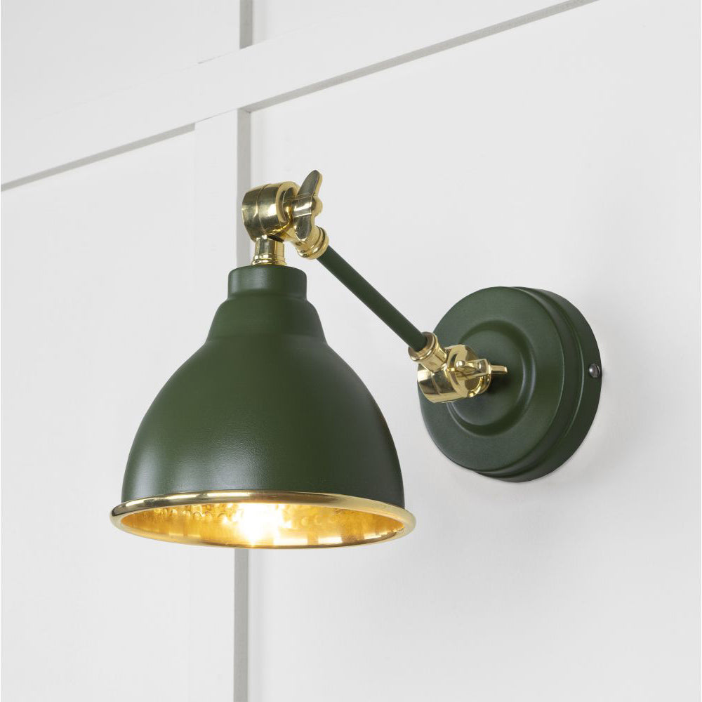 Hammered Brass Brindley Wall Light - Vintage Style Sconce in Multiple Finishes - Perfect for Bedroom, Living Room & Hallway Lighting