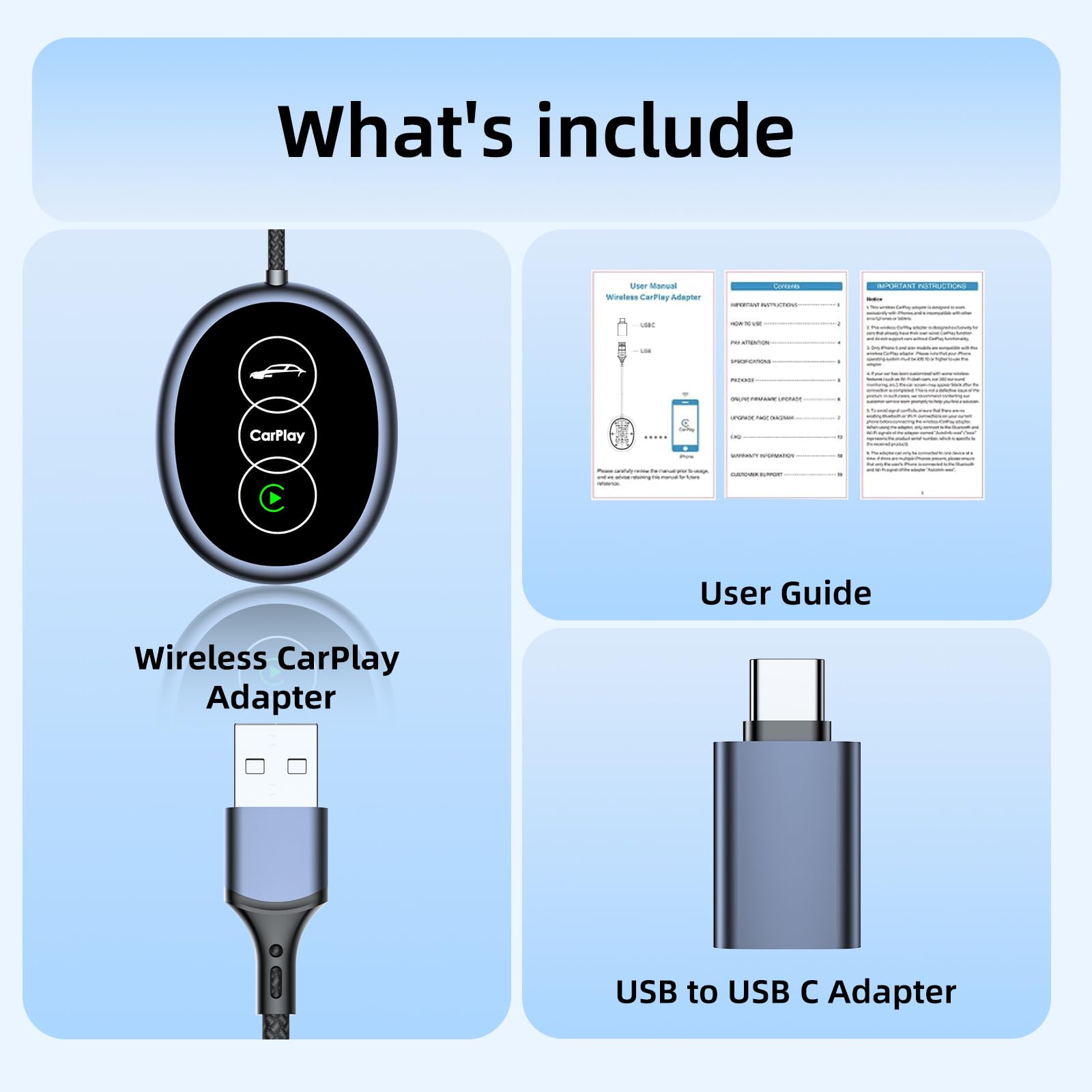 2025 Upgraded Wireless CarPlay Adapter for iPhone - Convert Wired to Wireless, Plug & Play Mini CarPlay Dongle with Built-in Apple CarPlay - Compatible with iPhone iOS 10+ & Cars 2016+ Models - Perfect for Commuting, Road Trips & Hands-Free Driving