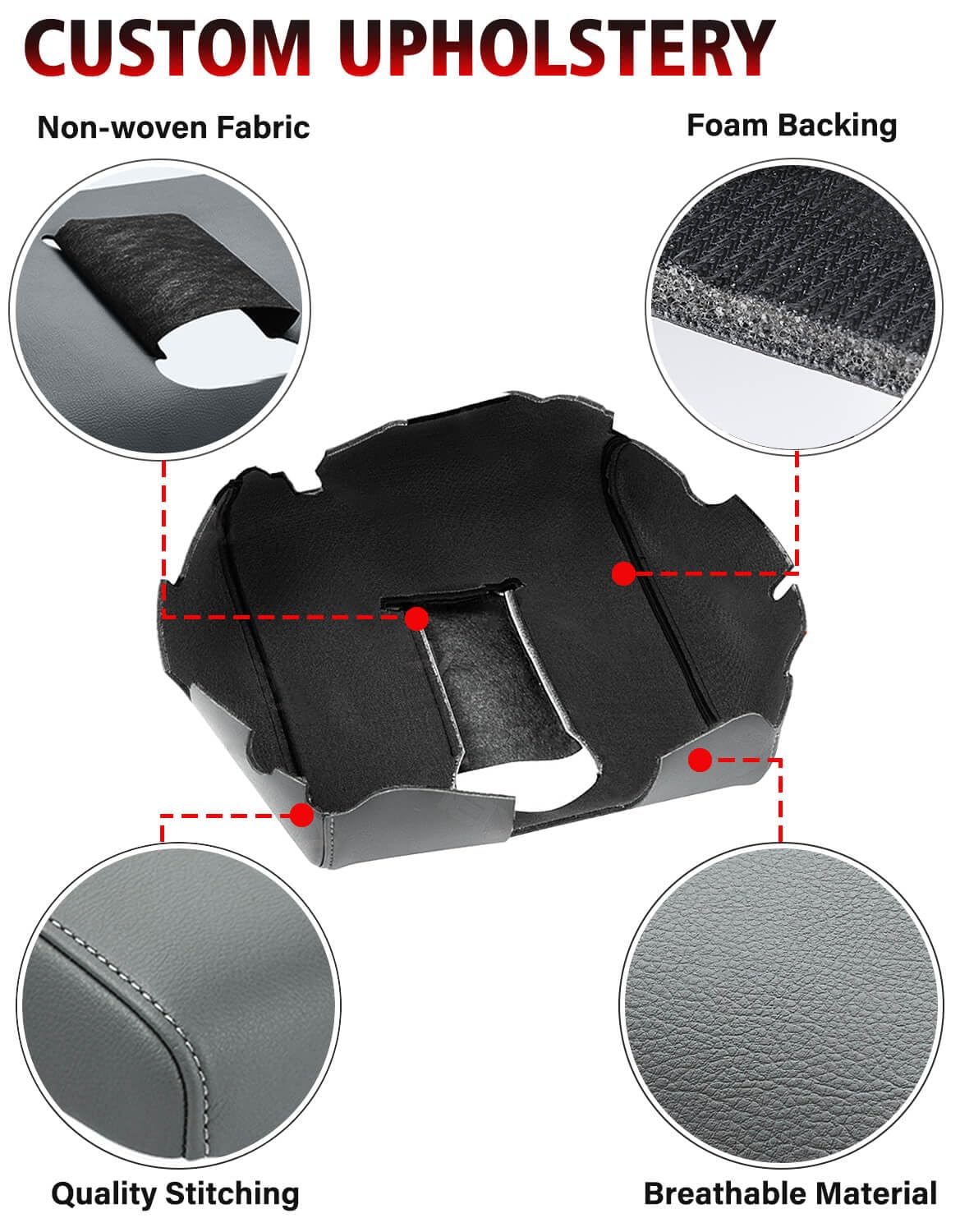 KBH Auto Center Console Armrest Cover Replacement for Chevy Silverado & GMC Sierra 1500/2500/3500 (2014-2018) - Premium Vinyl Leather, Anti-Scratch Protection, Split Bench Jump Seat - Dark Ash Gray | Perfect for Road Trips, Daily Commutes & Truck Interior Protection