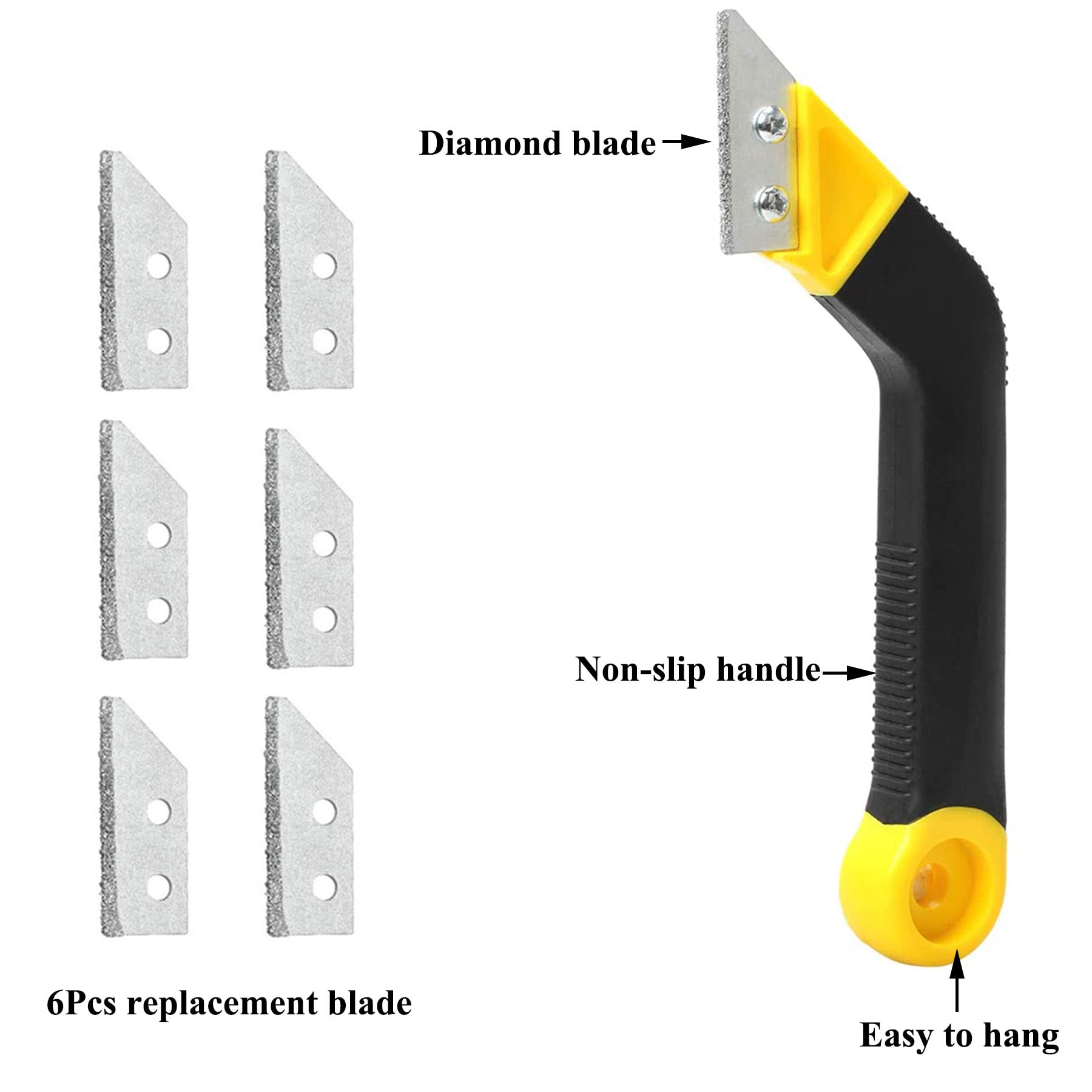 Grout Removal Tool Set - 4Pcs Angled Grout Scraper, Grout Saw Knife & Silicone Sealant Tools for Tile Cleaning - Professional DIY Home Renovation Kit for Bathroom, Kitchen & Floor Repair