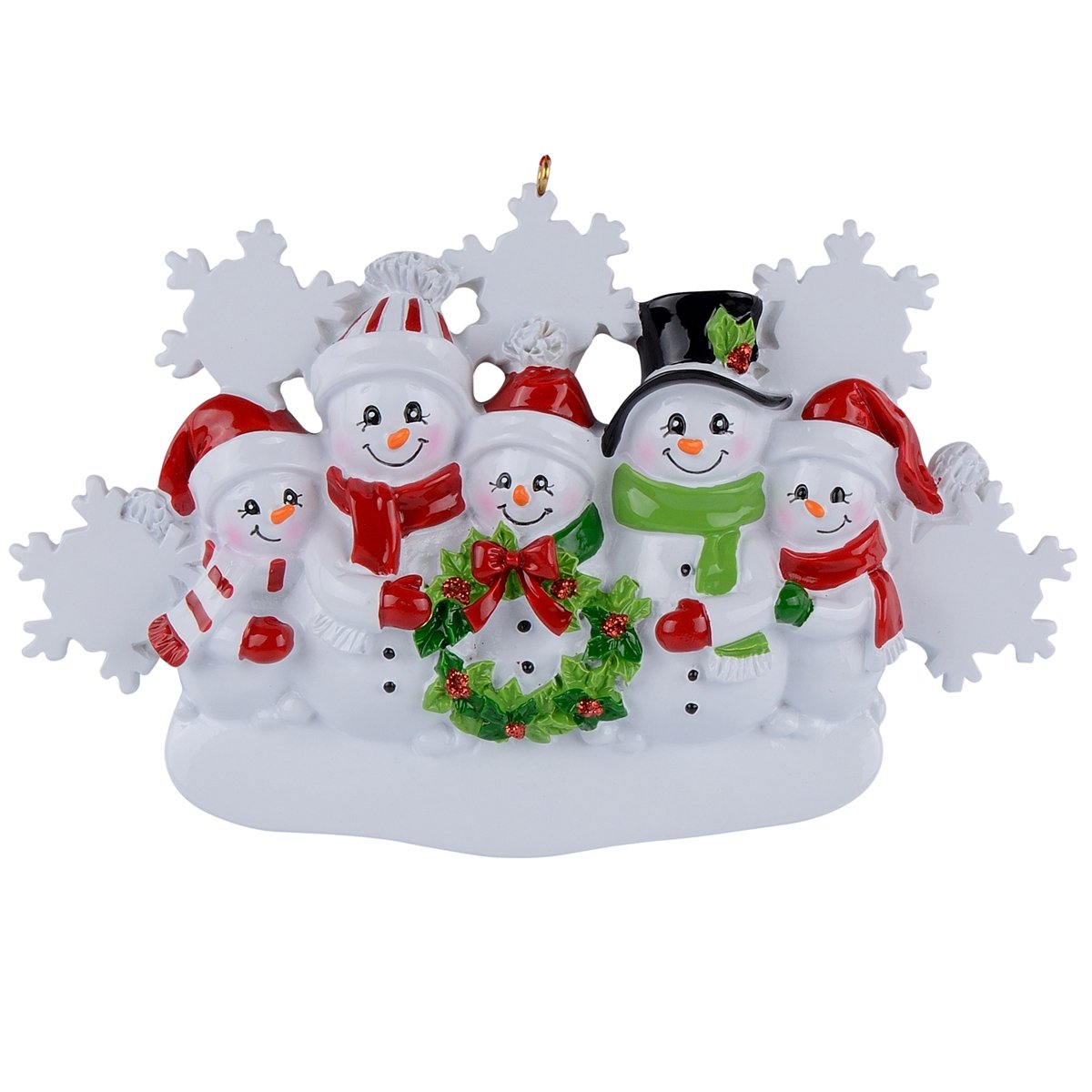 Personalized Snowman Family of 5 Christmas Tree Ornament - Custom 2025 Holiday Keepsake Gift for Grandparents, Parents, Kids & Neighbors - Perfect for Christmas Decorations, Family Reunions & Festive Home Decor