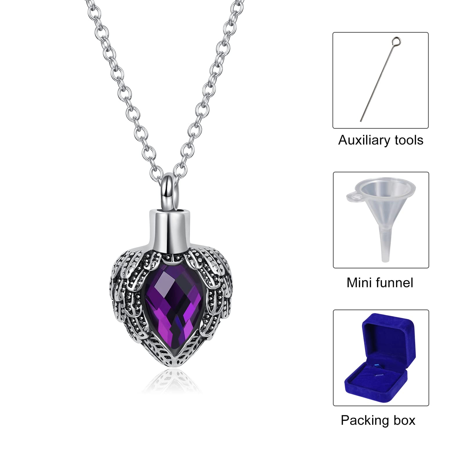 Elegant Heart Cremation Jewelry Ashes Pendant Necklace - Stainless Steel & Natural Crystal Keepsake for Loved Ones | Perfect Memorial Gift for Women on Christmas, Valentine's Day, Mother's Day, Anniversary & Birthday | Wear Close to Heart for Comfort & Remembrance