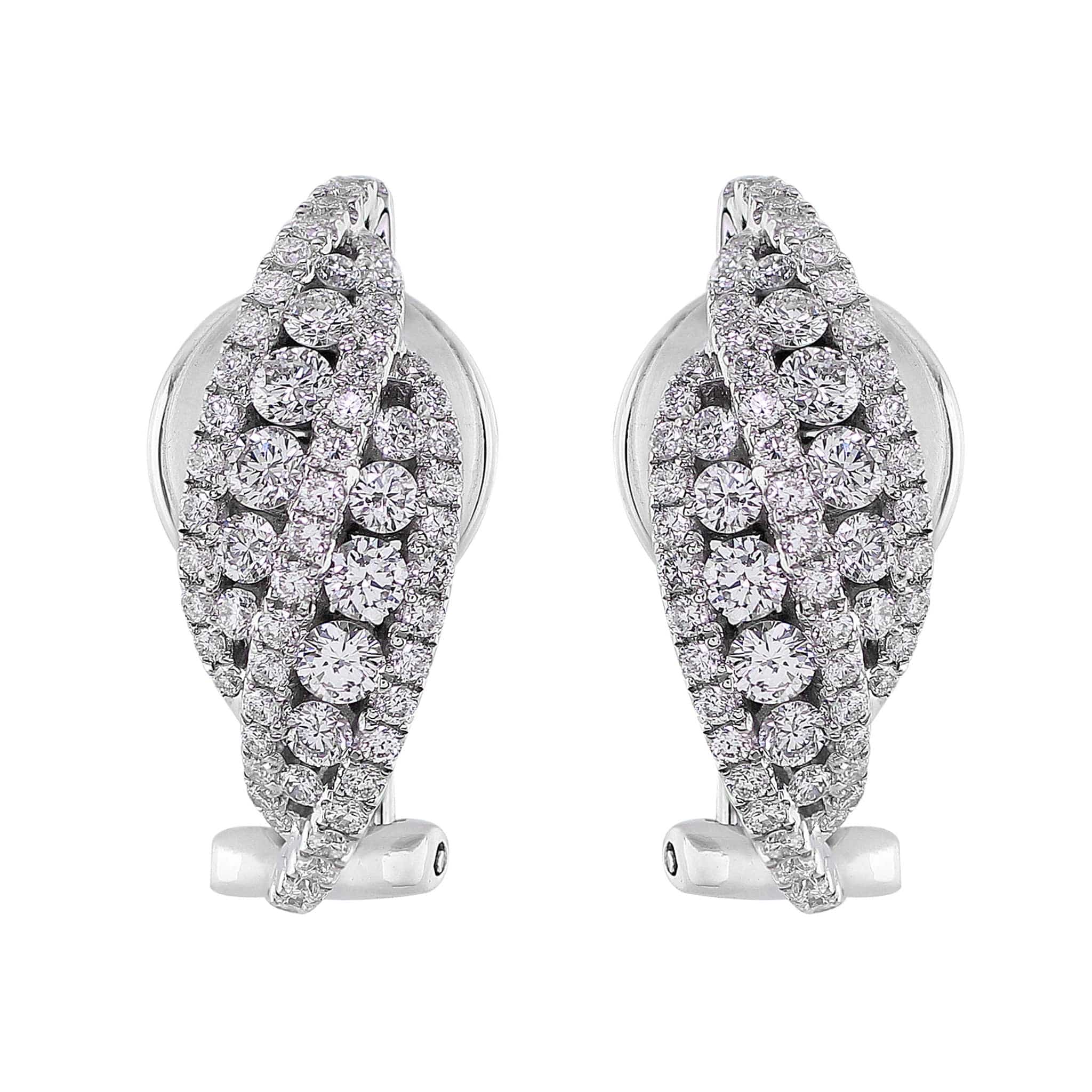 18K White Gold Diamond Huggie Earrings for Women - Elegant & Dainty Hoop Earrings for Everyday Wear, Gift, Wedding & Special Occasions