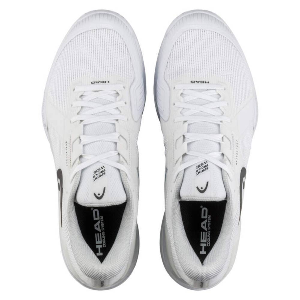 Head Sprint Pro 4.0 Wide Men's Tennis Shoes - White/Black - Lightweight Performance Court Shoes for Tennis, Pickleball & Casual Wear