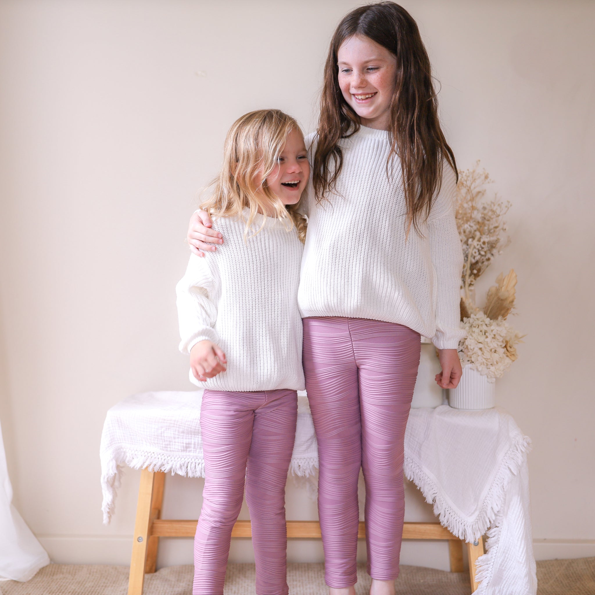Ribbed Leggings for Women - Soft Stretchy High Waist Yoga Pants in Lavender Mist | Perfect for Workouts, Lounge & Everyday Wear