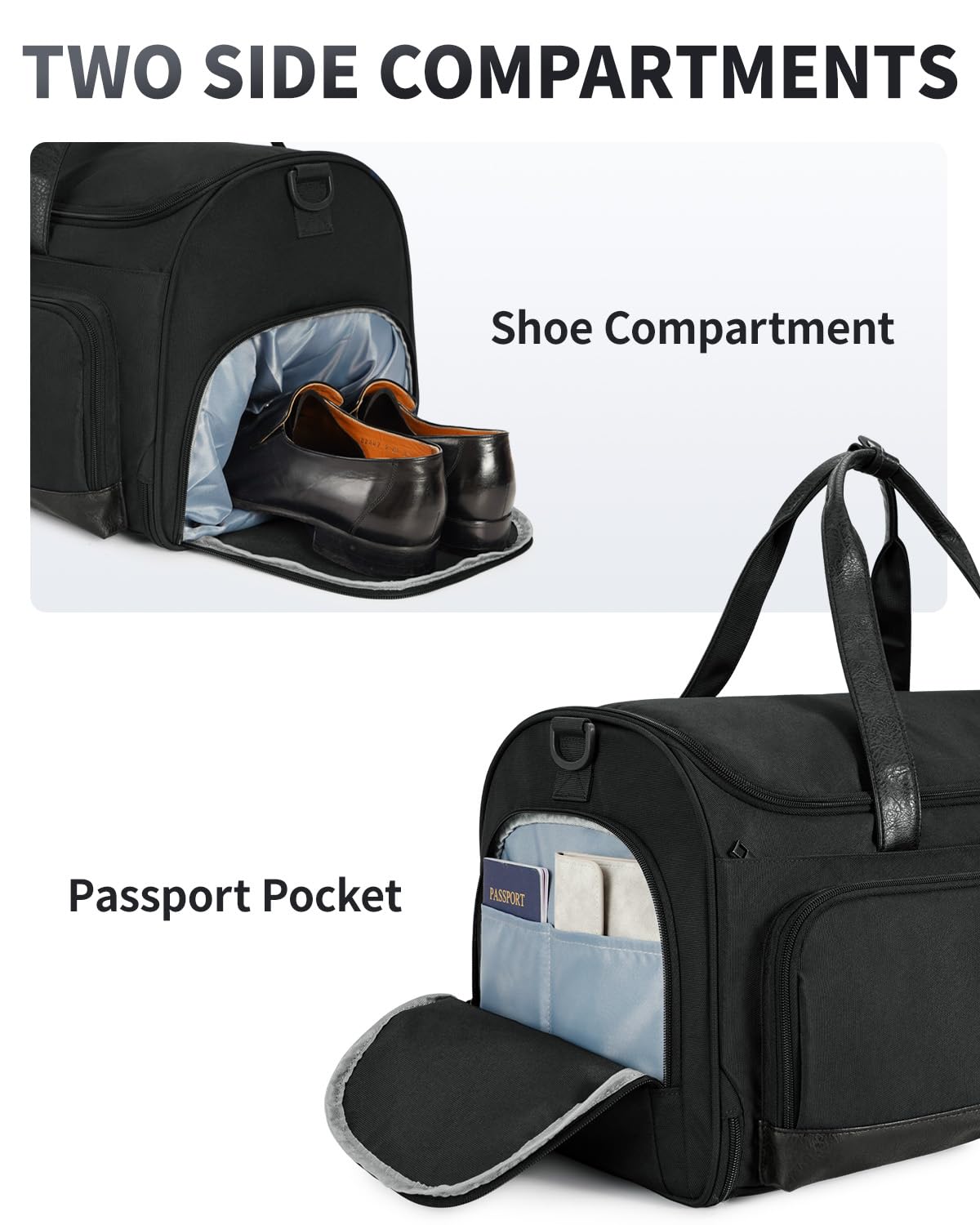 Premium Convertible Garment Bag for Travel - 2-in-1 Hanging Suitcase & Duffle with Wet Pocket & Toiletry Bag | Carry-On Luggage for Business Trips, Weddings & Weekend Getaways (Black) - Perfect for Men & Women