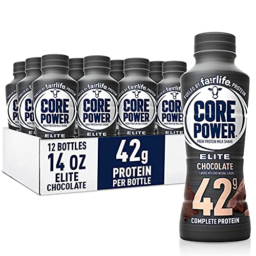 Elite High Protein Shakes 42g - Chocolate Flavor Ready to Drink Protein Shakes for Muscle Recovery & Workout Fuel - 14 fl oz Bottles (12 Pack) - Perfect for Post-Workout, Gym, Fitness & Active Lifestyle