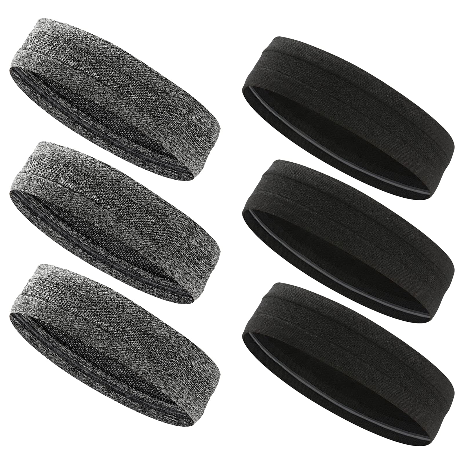 6-Pack Moisture Wicking Sports Headbands for Women & Men - Breathable Stretch Athletic Sweatbands for Workout, Running, Yoga, Tennis, Basketball, Gym - Perfect for Cycling, Baseball, Football & Active Lifestyles
