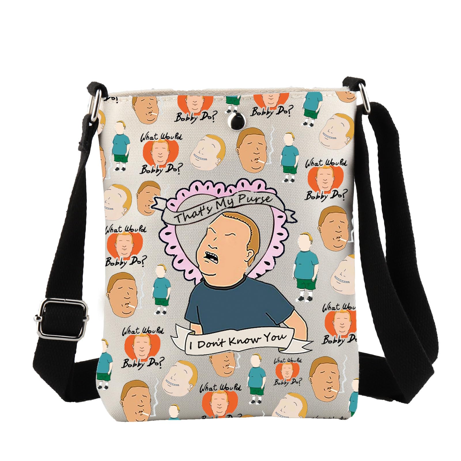 YTAPP Cartoon Makeup Bag - 'That's My Purse I Don't Know You' Bobby Hill Quote Crossbody Pouch | Cute Travel Cosmetic Organizer for Women & Girls | Perfect for Gym, School, and Daily Essentials