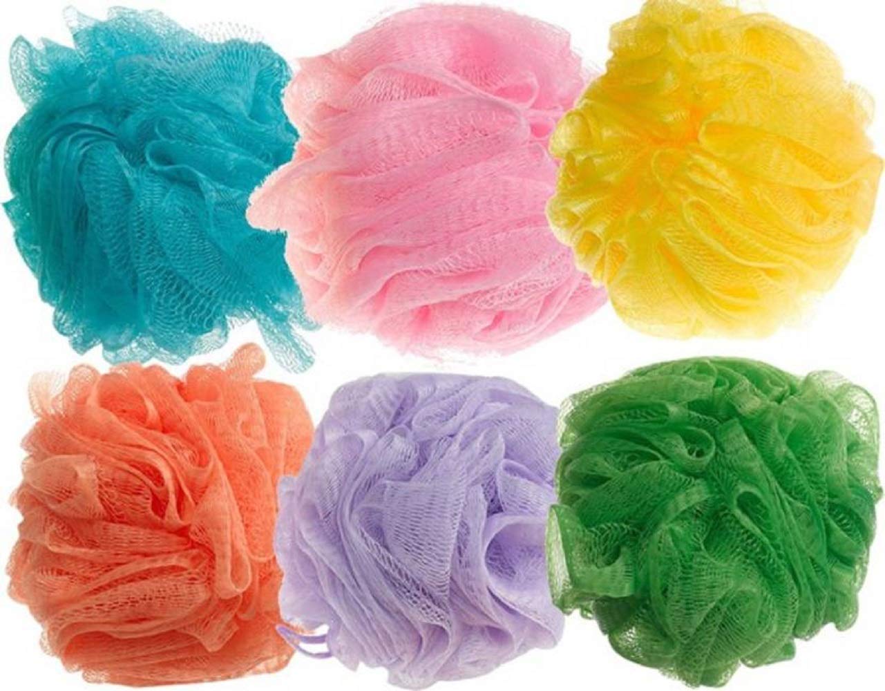 Natural Loofah Sponge for Bath & Body Scrub - Exfoliating Shower Sponge for Men, Women & Kids - Pack of 6 Multicolor Bath Sponges (30g Each) - Perfect for Daily Shower, Spa & Skincare Routine