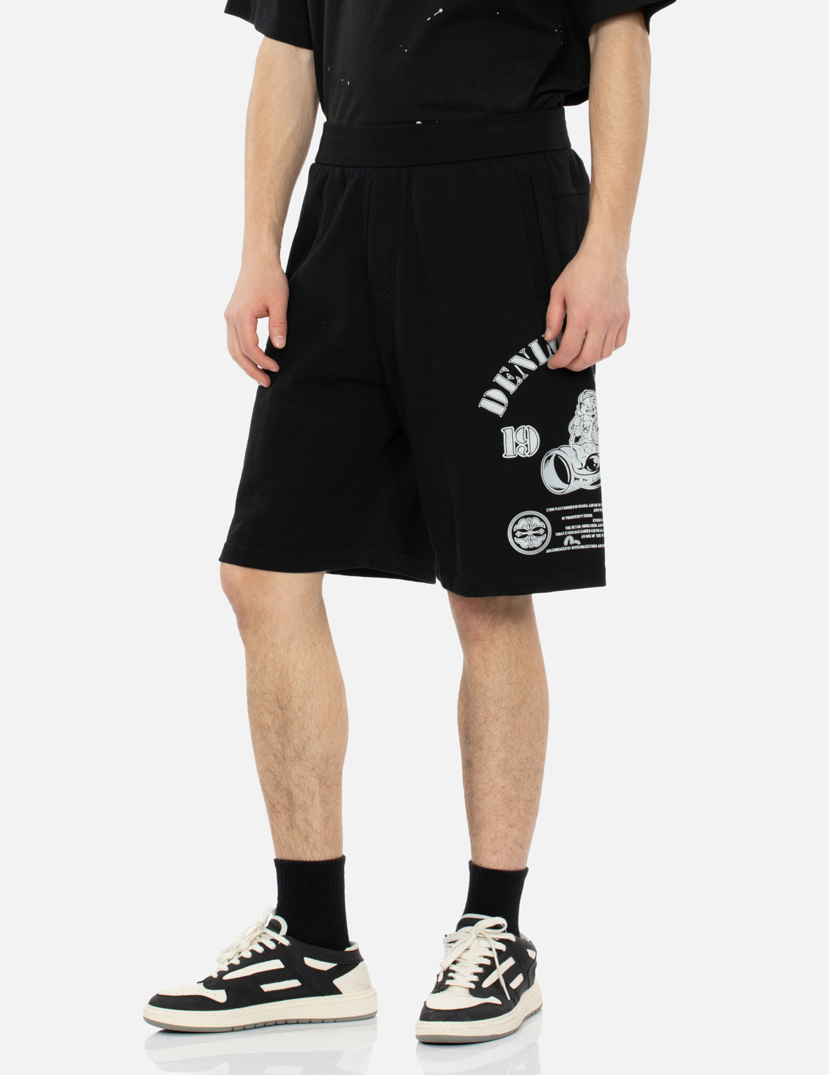 Godhead & Koinobori Reflective Print Relaxed Fit Sweat Shorts for Men - Comfortable Athletic Lounge Shorts for Gym, Running, Yoga & Casual Wear