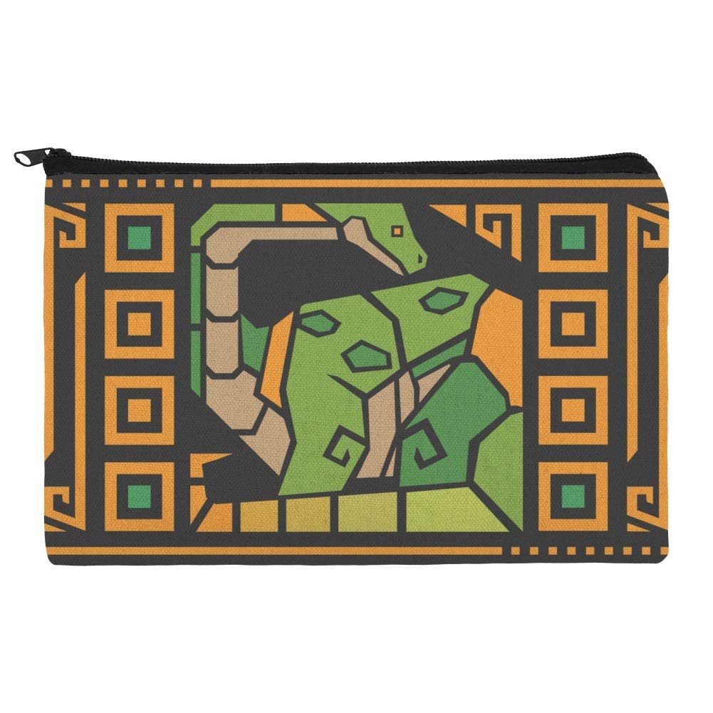 **Stylish Geometric Apatosaurus Dinosaur Cosmetic Bag - Aztec Mayan Inspired Makeup Pouch for Travel & Organizer | Perfect for Makeup Brushes, Toiletries & Accessories**