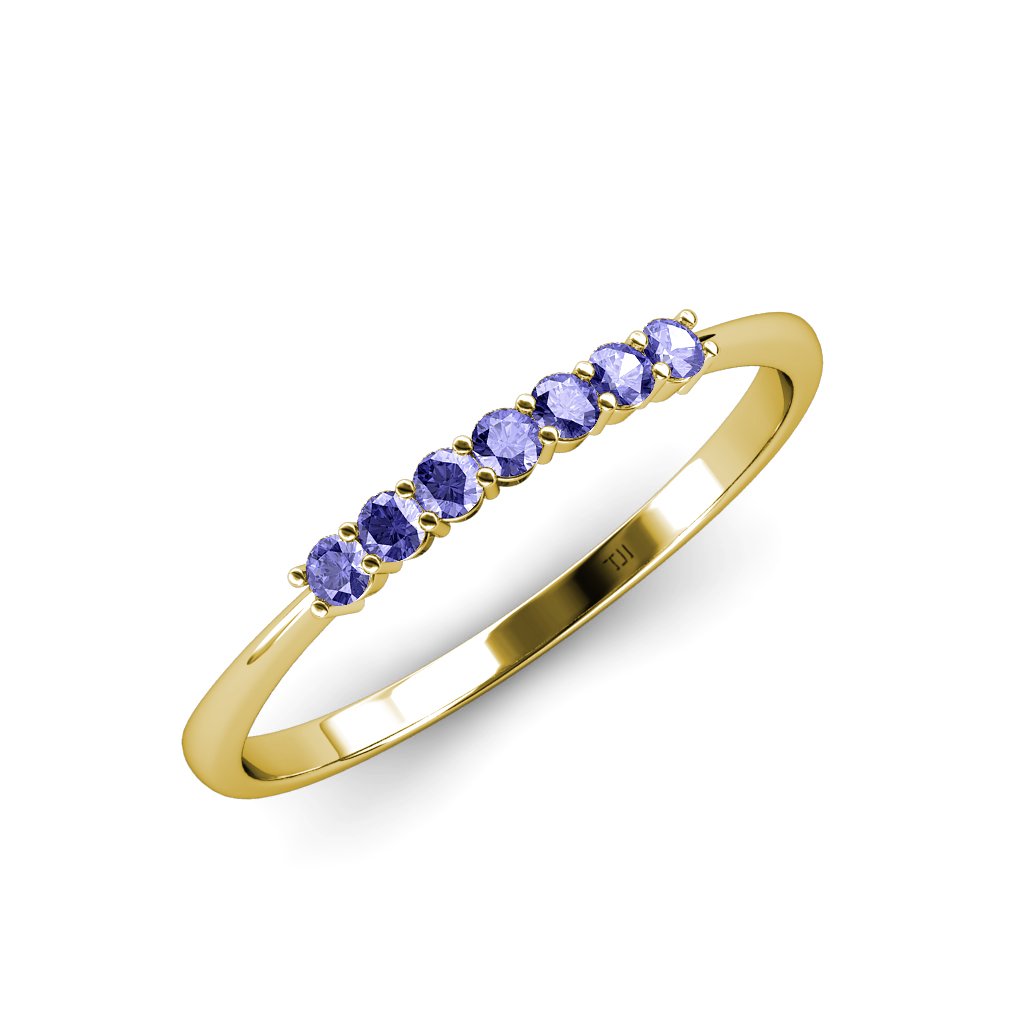 14K Yellow Gold Tanzanite 7 Stone Wedding Band - 0.21 ctw | Elegant Engagement Ring & Anniversary Gift for Women