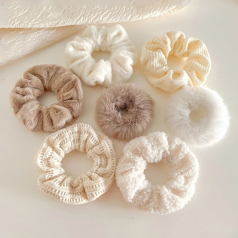 Velvet Hair Scrunchies Set of 7 - Soft Stretch Hair Bands for Women & Girls - Perfect for Workouts, Yoga, and Everyday Styling