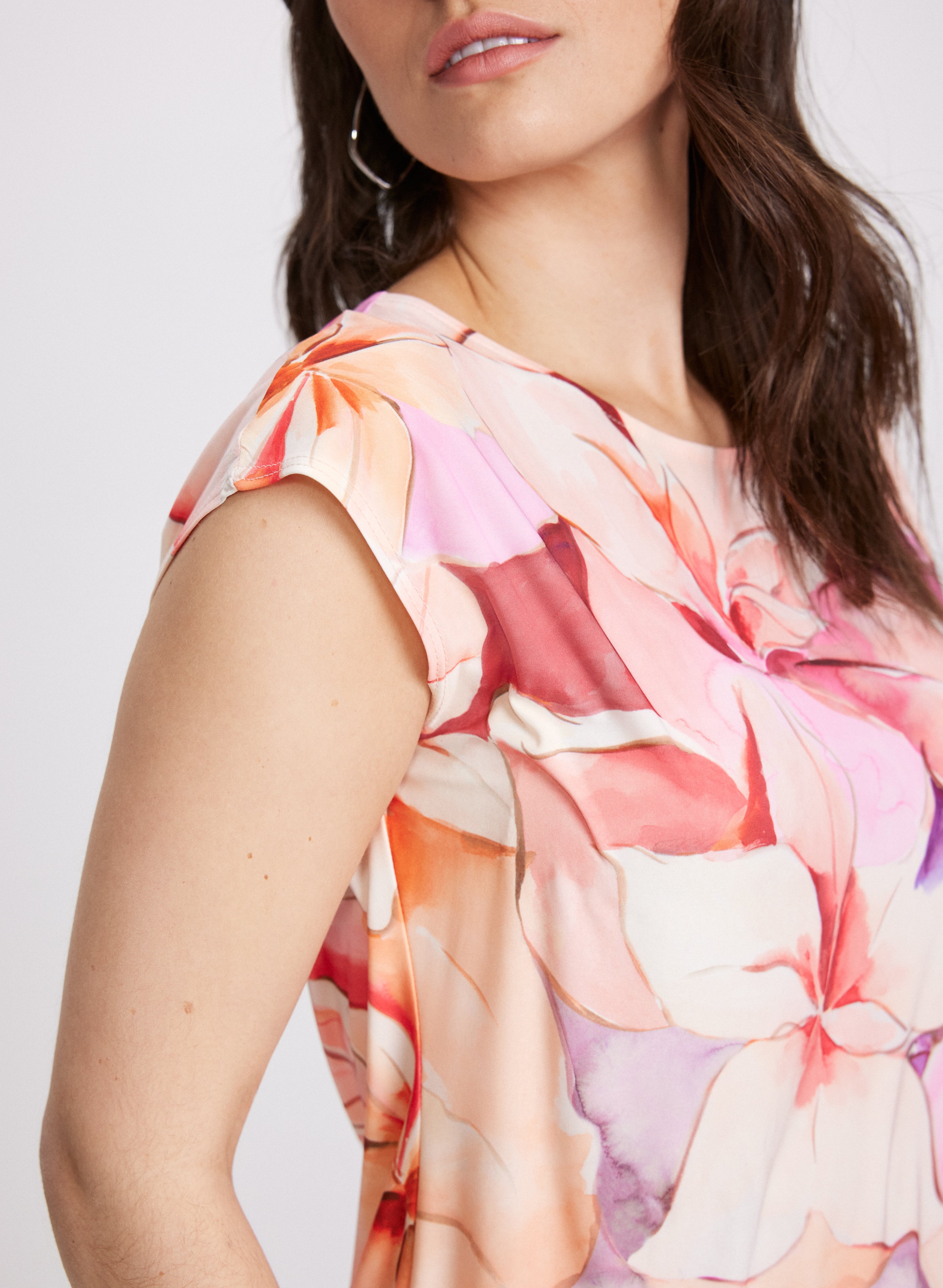 Floral Cap Sleeve Top for Women - Summer Boho Blouse with Ruffled Trim - Perfect for Beach Vacations, Date Nights & Outdoor Parties