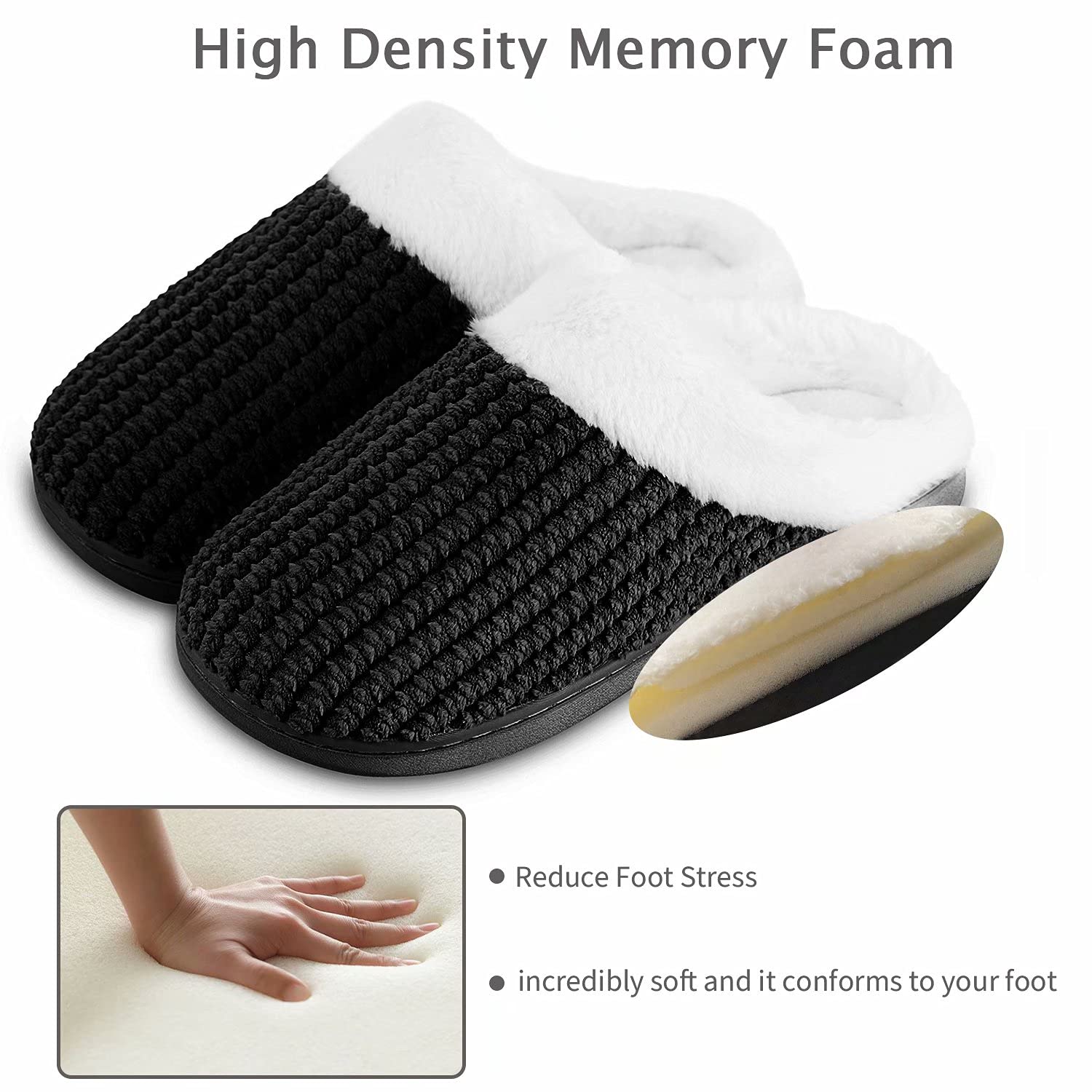 YALOX Women's Memory Foam Slippers - Warm & Comfortable Anti-Slip House Shoes with Cotton Lining for Indoor/Outdoor Use - Perfect for Home, Bedroom, and Relaxation