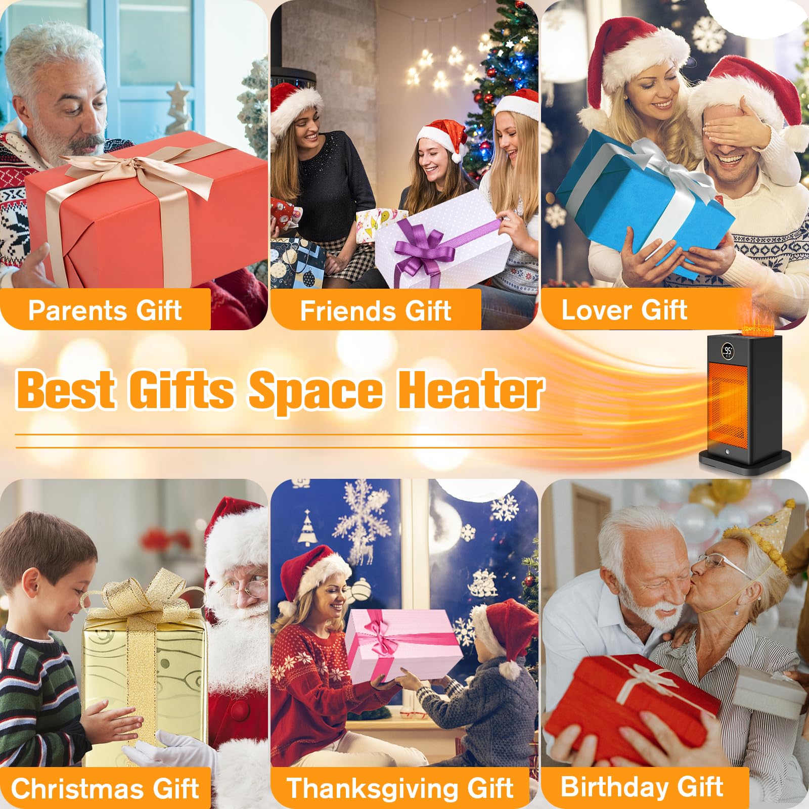 1500W PTC Fast Heating Space Heater with Humidifier & 3D Flame Effect - Oscillating Indoor Heater for Large Rooms Up to 260 sq.ft - Perfect for Bedroom, Office, and Living Room - Energy Efficient & Safe with Overheat Protection