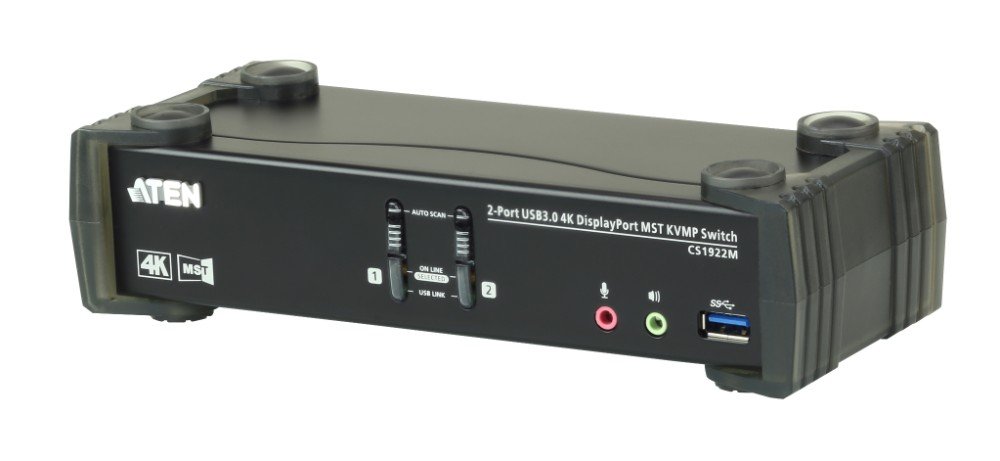 ATEN 2-Port USB 3.0 4K DisplayPort MST KVMP Switch - Dual Monitor KVM Switch for PC & Mac, Seamless 4K@60Hz Video Switching - Perfect for Home Office, Gaming & Multi-Device Workspaces
