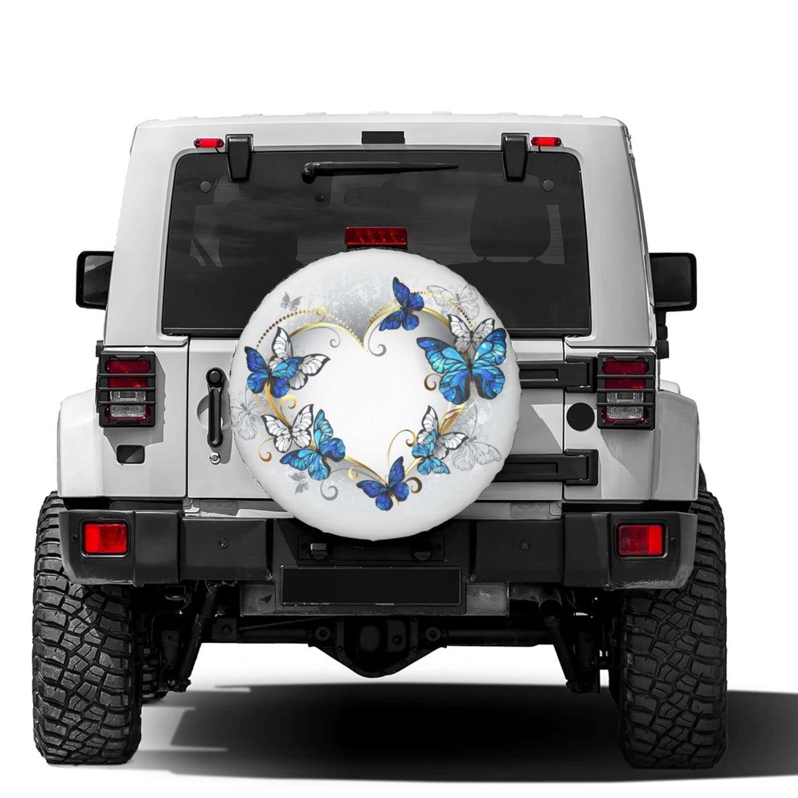 Golden Heart Butterflies Spare Tire Cover - 17 Inch Dust-Proof Wheel Protector for Trailers, RVs, SUVs & Vehicles | Waterproof & UV Resistant | Perfect for Camping, Road Trips & Outdoor Adventures
