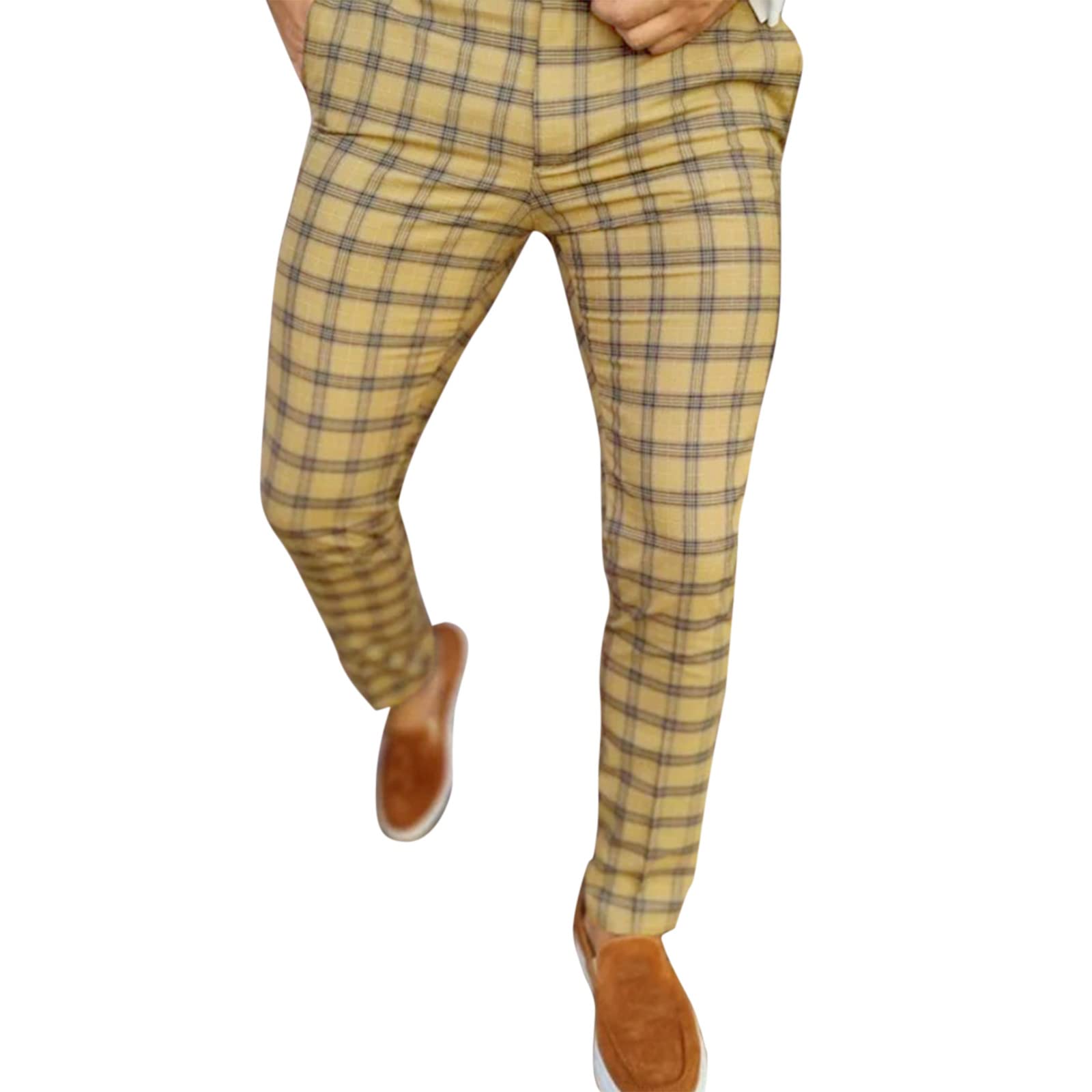 BIFUTON Men's Skinny Fit Dress Pants - Slim Fit Plaid Business Casual Trousers for Office & Formal Wear | Perfect for Work, Interviews & Special Occasions