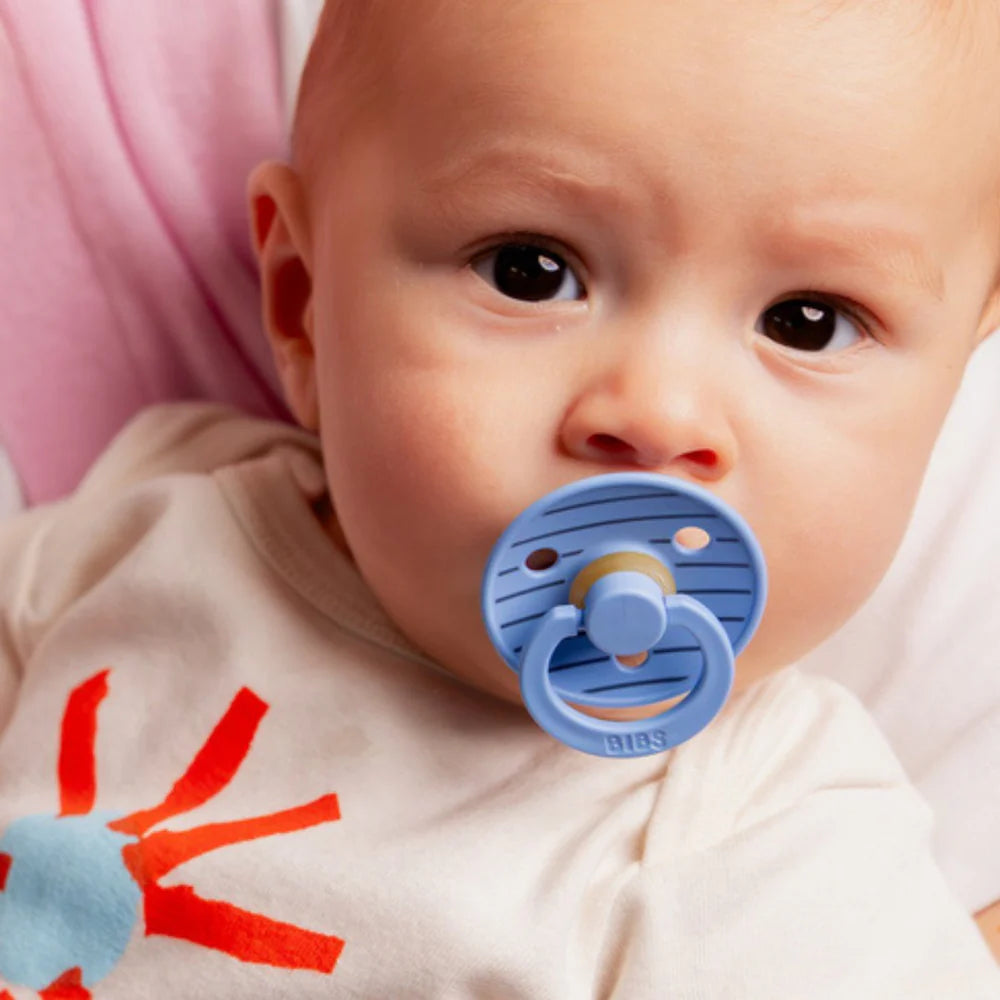 Bibs Studio Collection Color Pacifier Clip - Blue | Baby Pacifier Holder for Strollers, Car Seats & Outfits | Soft Silicone Teether for Newborns & Infants