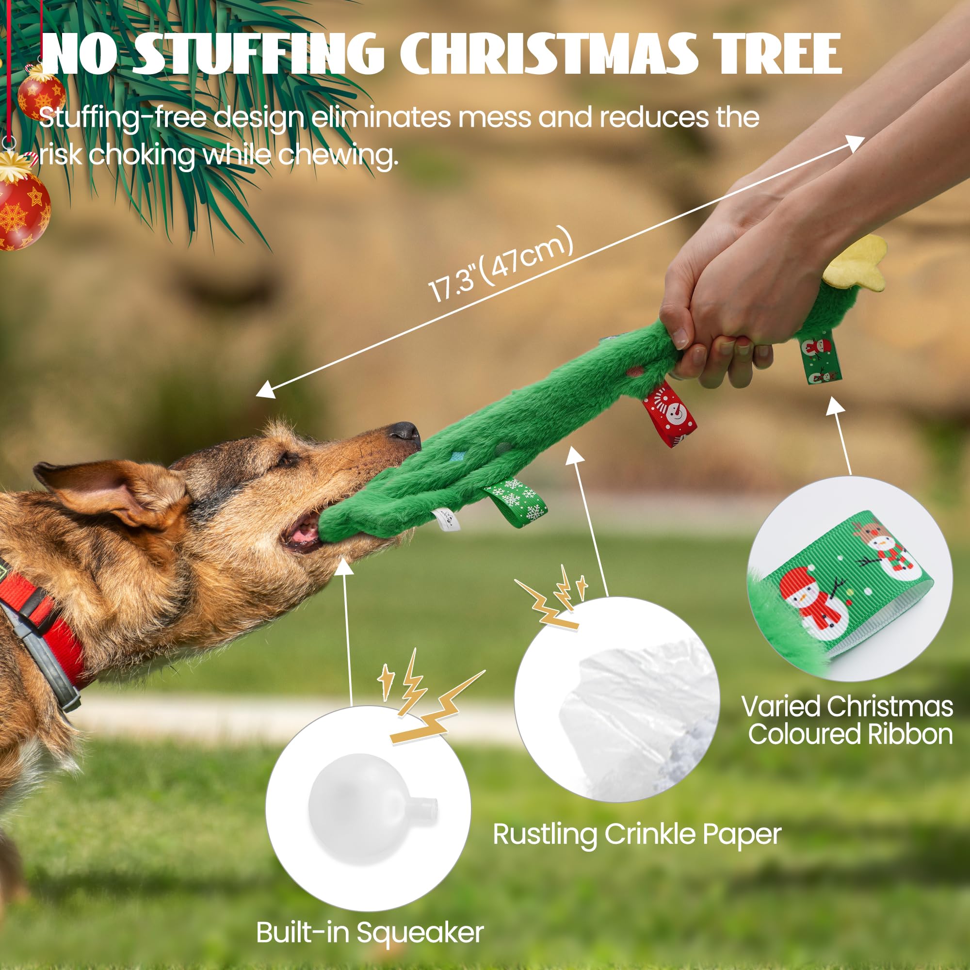 3 Pack Christmas Dog Toys - Interactive Crinkle Squeaky Plush Chew Toys for Puppy, Small, Medium & Large Dogs - Durable for Aggressive Chewers - Perfect for Holiday Playtime & Gift Giving