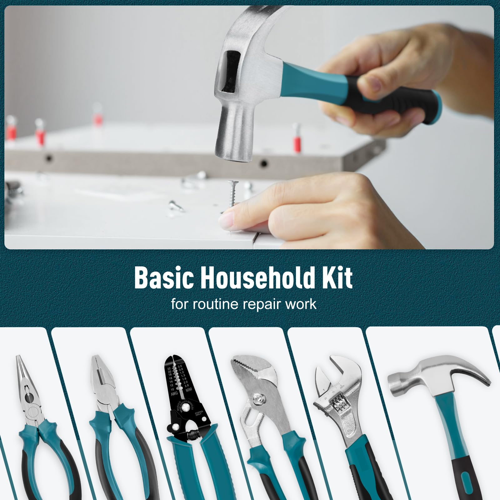 SUNDPEY 281-Piece Home Tool Kit - Complete Portable Repair Tool Set with Socket Wrench, Screwdrivers, Pliers, Hex Keys & Toolbox - Perfect for DIY, Home Maintenance & Auto Repairs