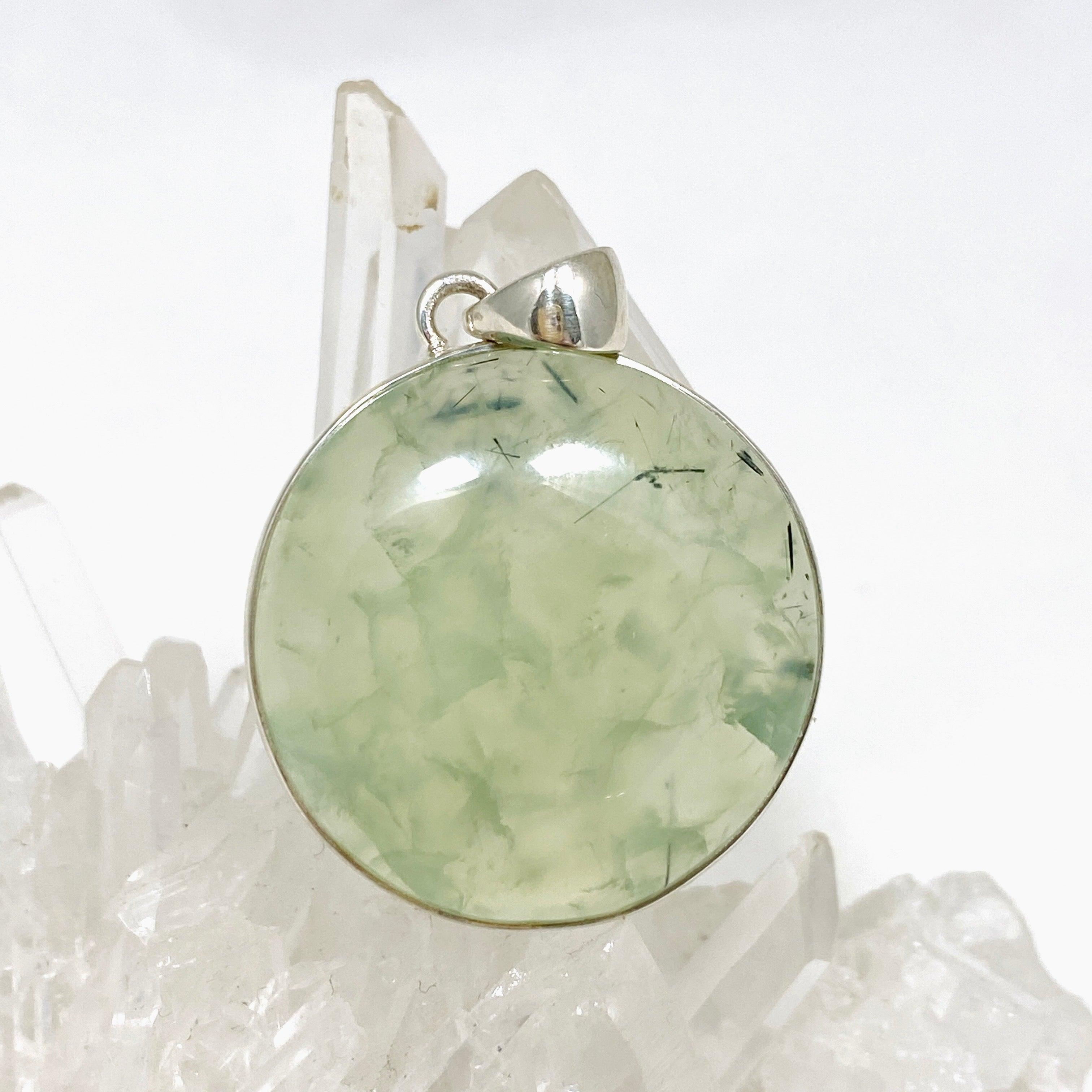 Natural Prehnite Round Pendant Necklace KPGJ4284 - Elegant Gemstone Jewelry for Women, Perfect for Daily Wear, Gifts & Special Occasions