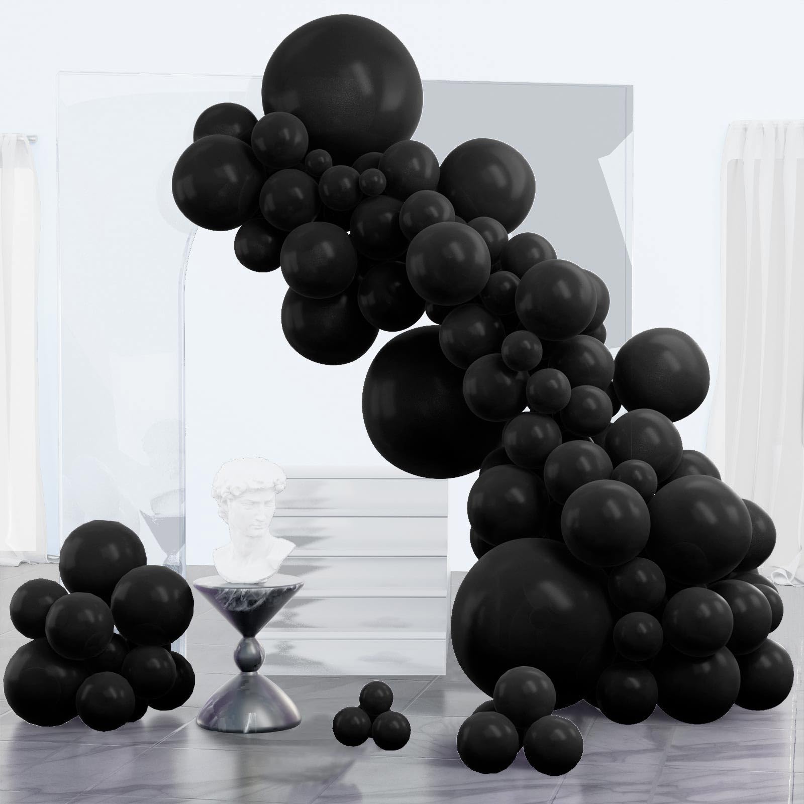 PartyWoo 85-Pack Matte Black Balloons - 18